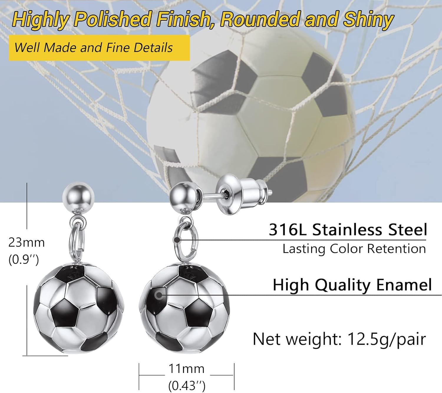 3D Soccer Ball Charms Dangle  Earrings