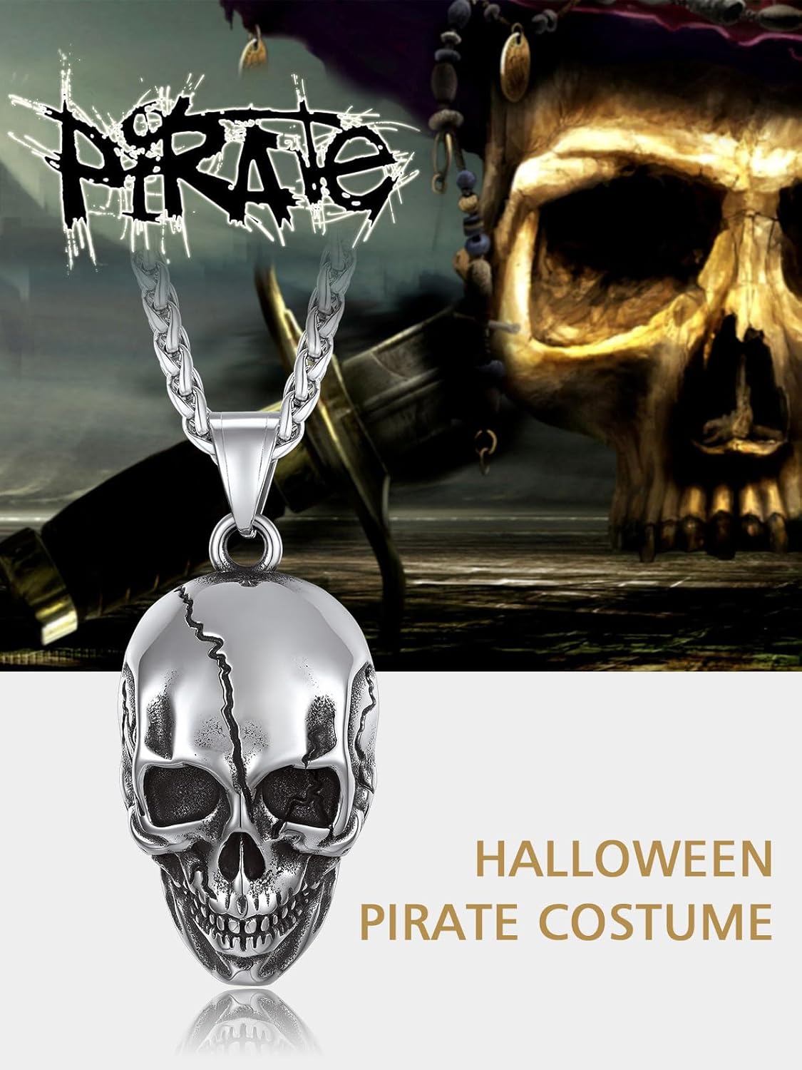 Skull Fissured Head Pendant Necklaces