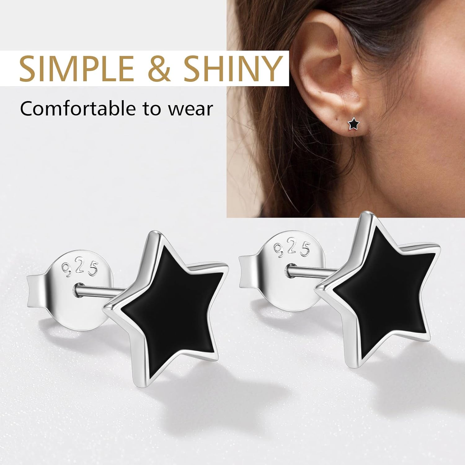 Black Star Studs Earrings