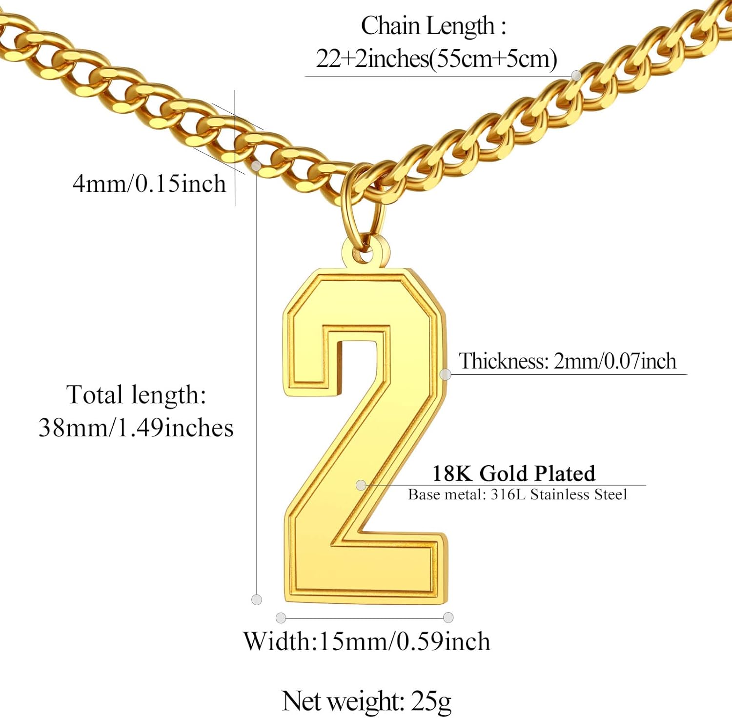 Sports Jersey Lucky Basketball Number 2 Necklaces