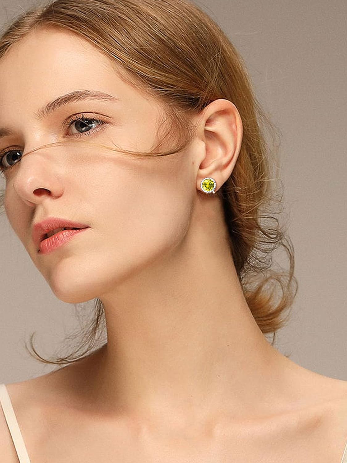 Clip on Round Birthstone Stud Earrings