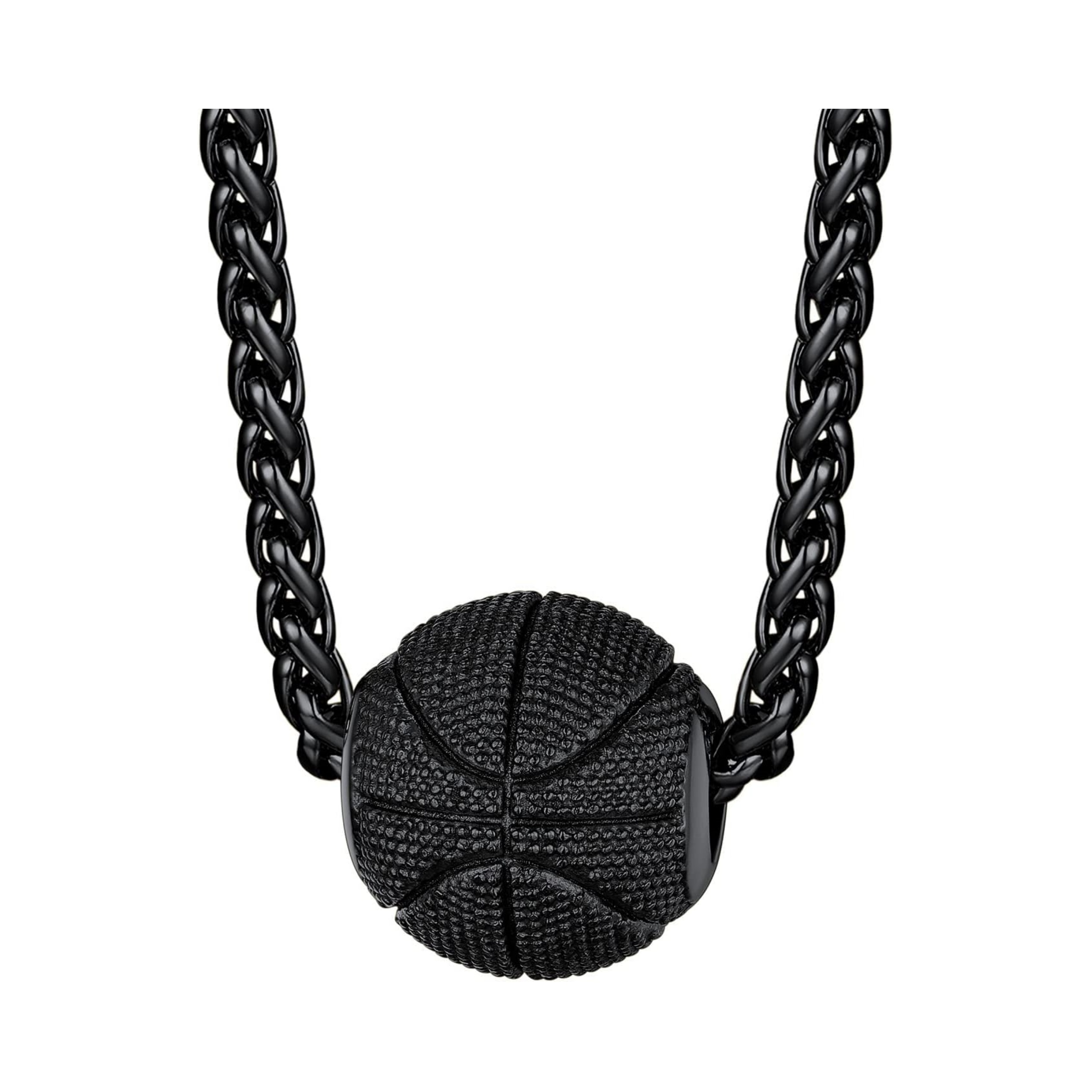 Black Rhodium Plated Basketball Necklace