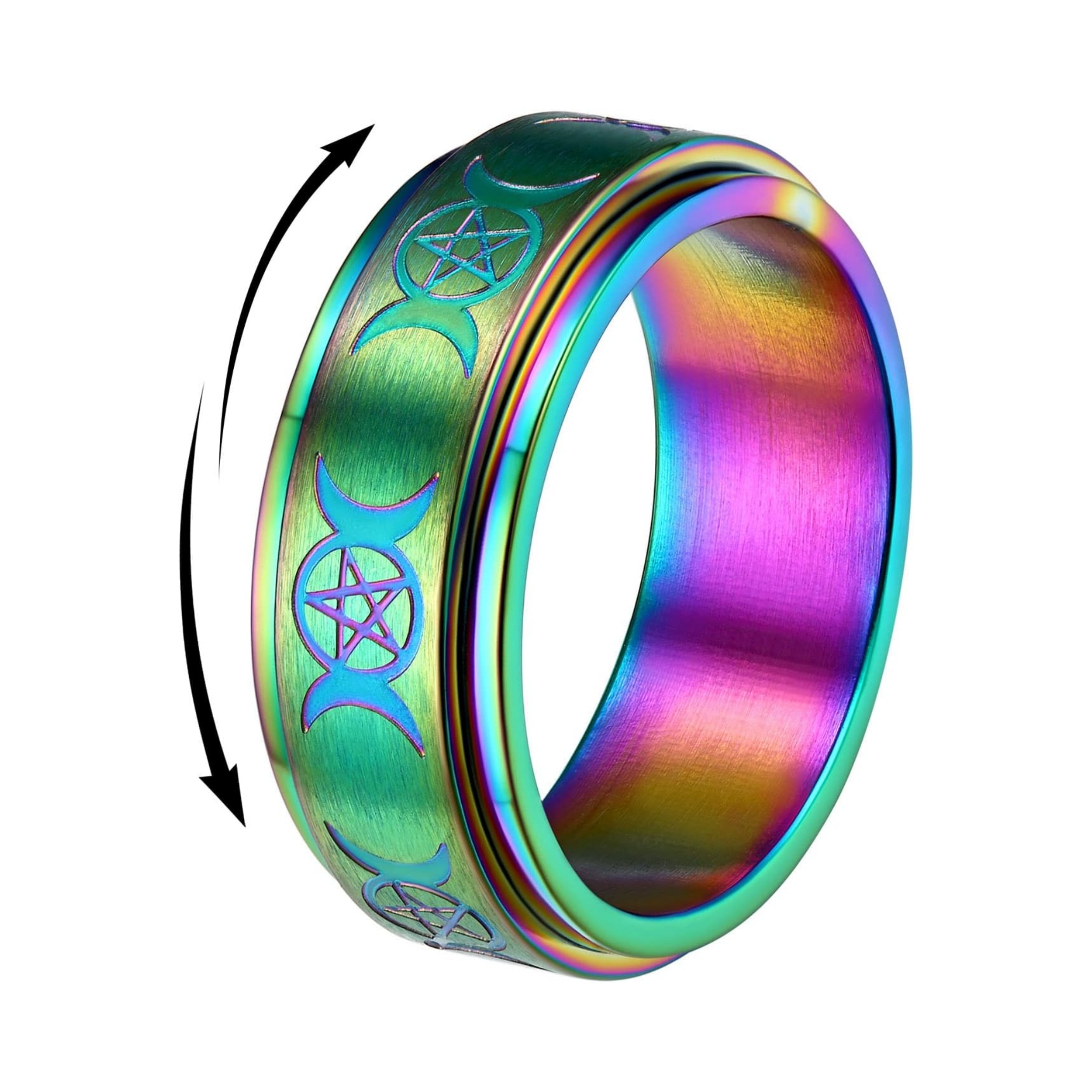 Triple Moons Spinner Band Rings