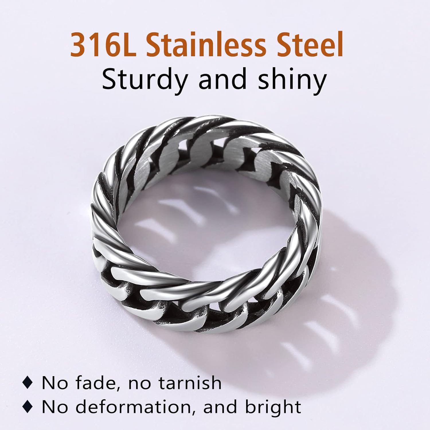 Index Middle Knuckle Finger Hollow Band Statement Chain Rings