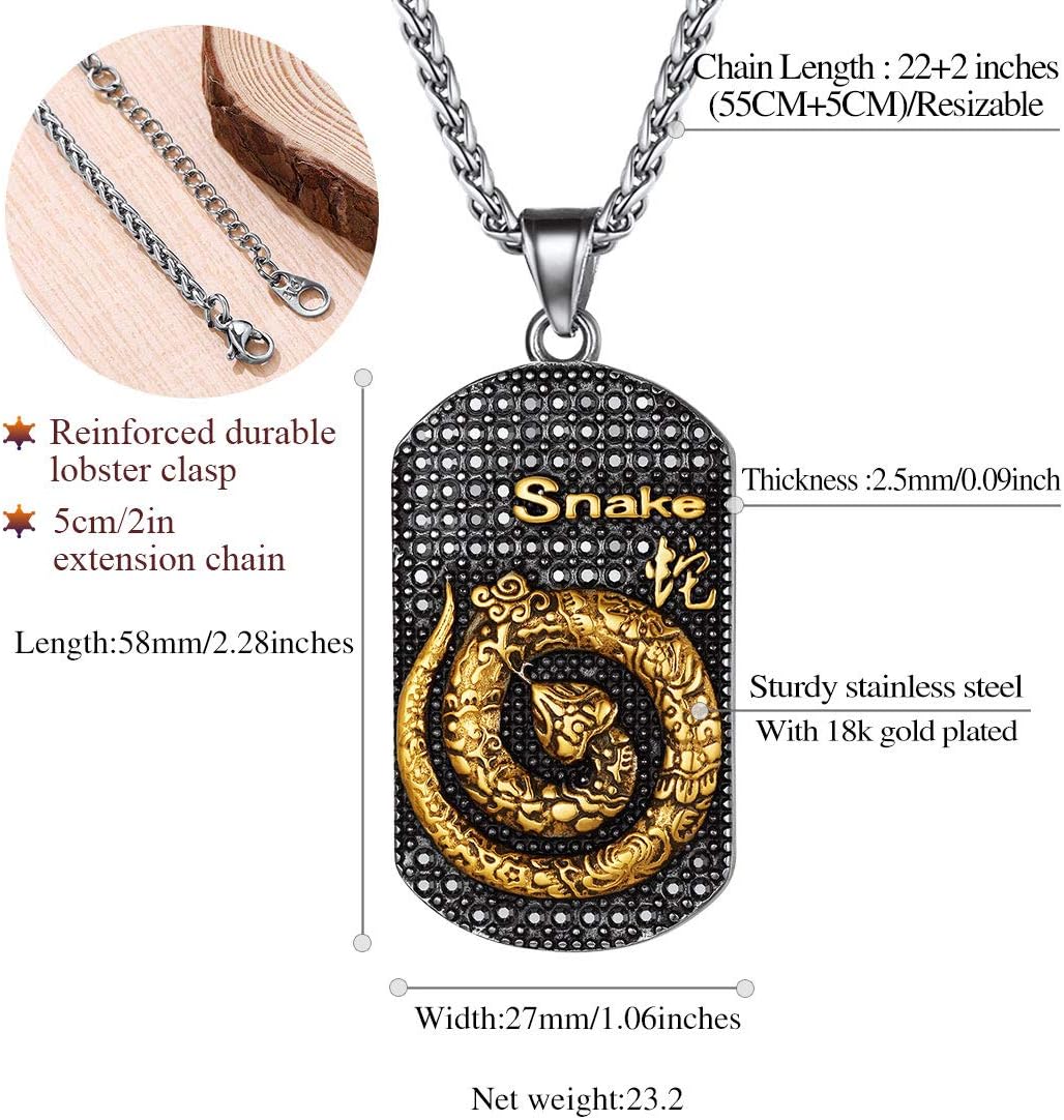 Year of the Snake Horoscope Antiqued Finish Zodiac Sign Necklaces 
