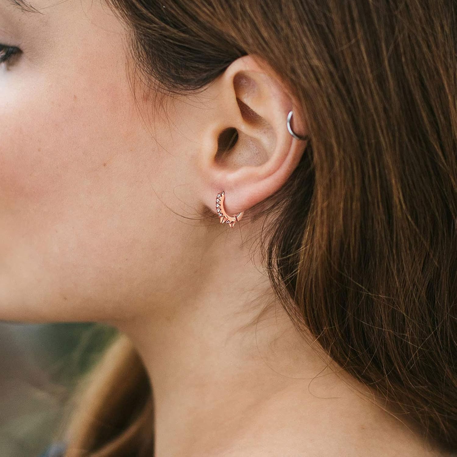 Cool Spike Wire Circle Lightweight with Hypoallergenic Silver Post Huggie Hoops Earrings 