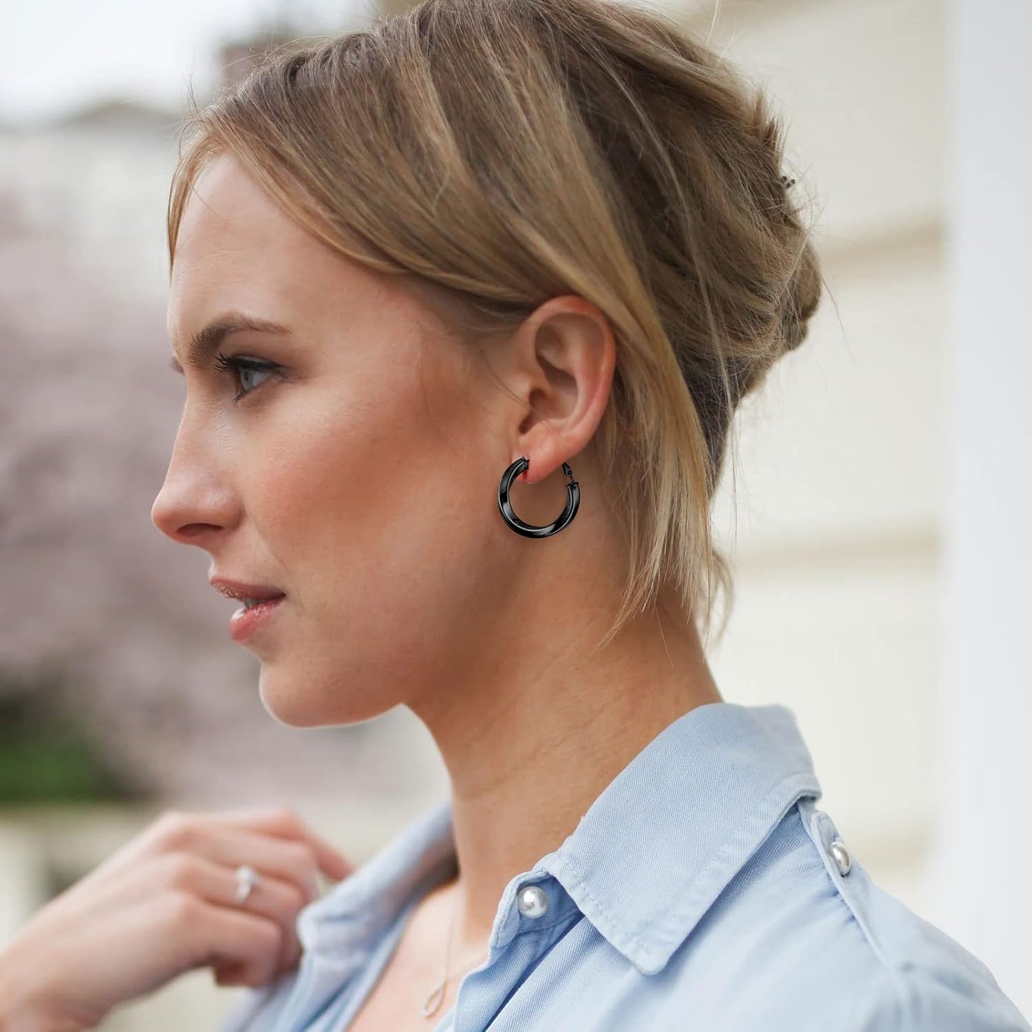 Cube Twisted Chunky Tube Hoop Earrings for Women/Ladies