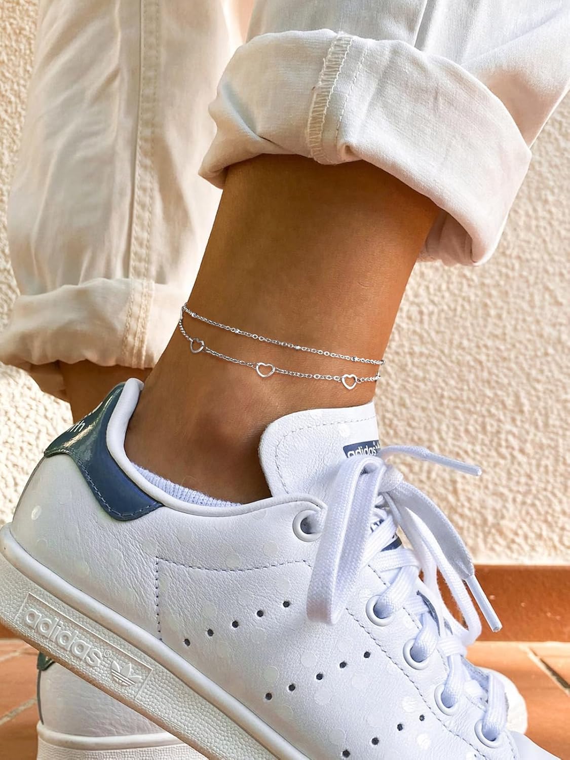 Plus Size Waterproof Heart Charms Layered Ankle