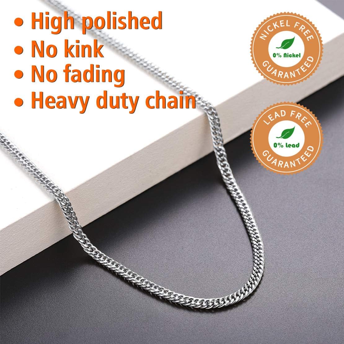 3.5MM Cuban Double Tight Curb Link Chain Necklace