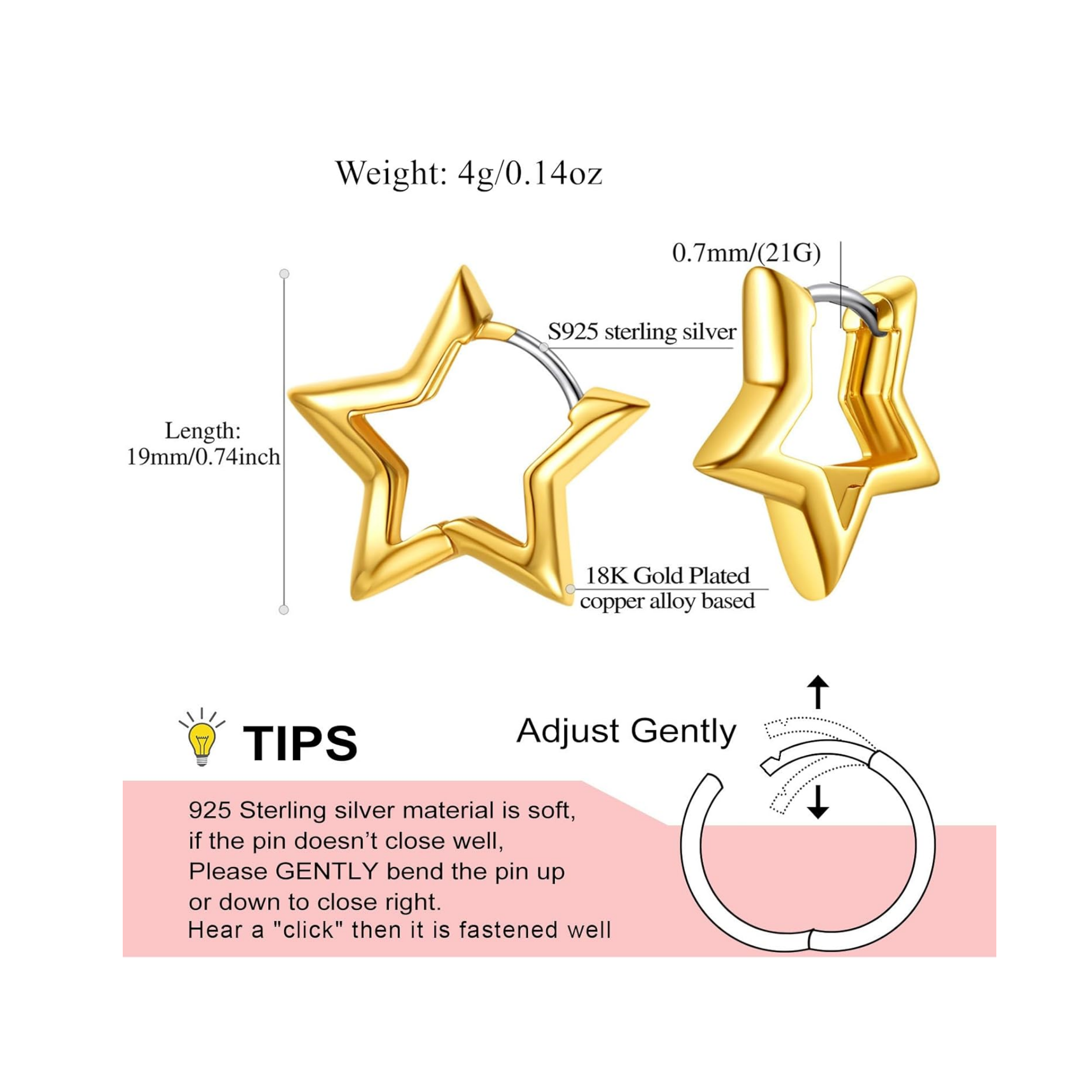 Hollow Star Huggie Hoops Earrings