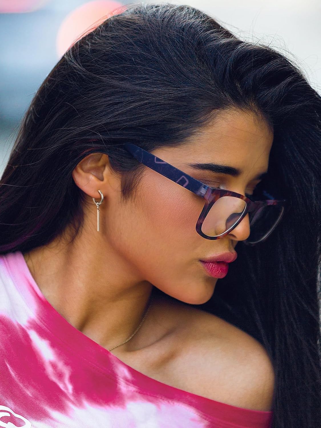 Stick with Hoop Bar Drop Earrings