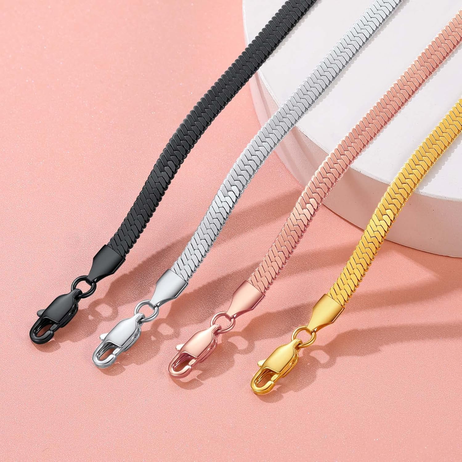 Elegant Herringbone Snake Chain Anklets