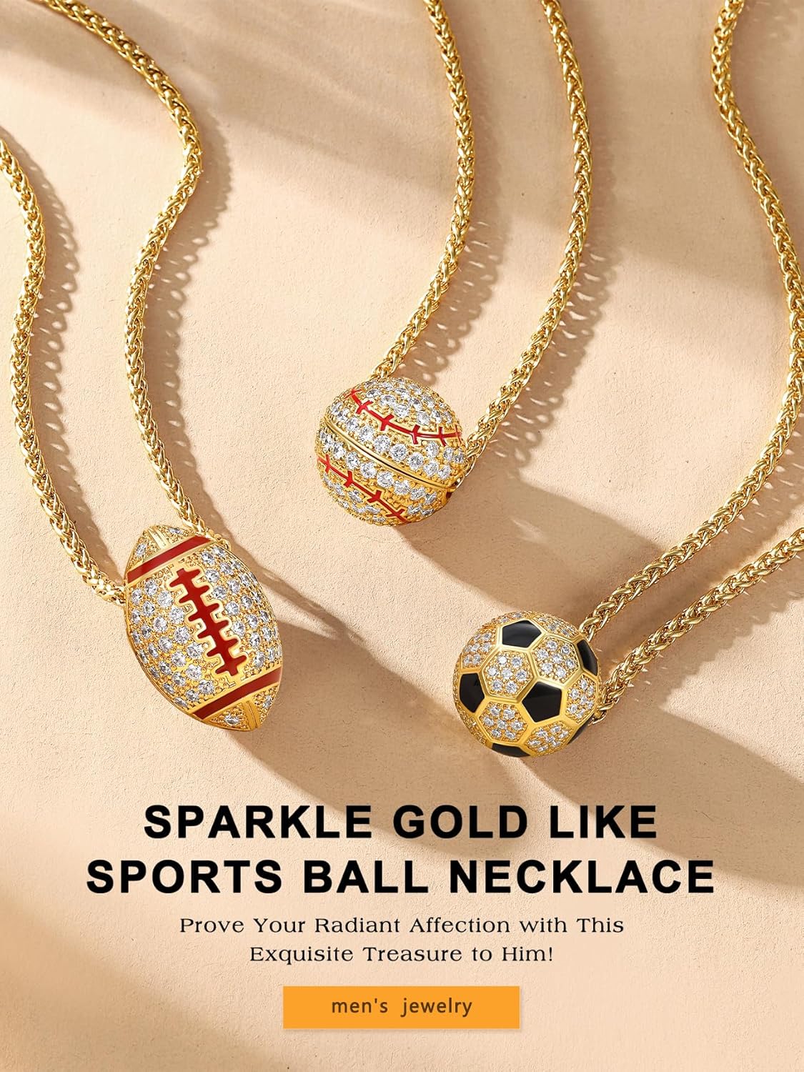 Rugby Ball Gold Ball Pendant Necklace