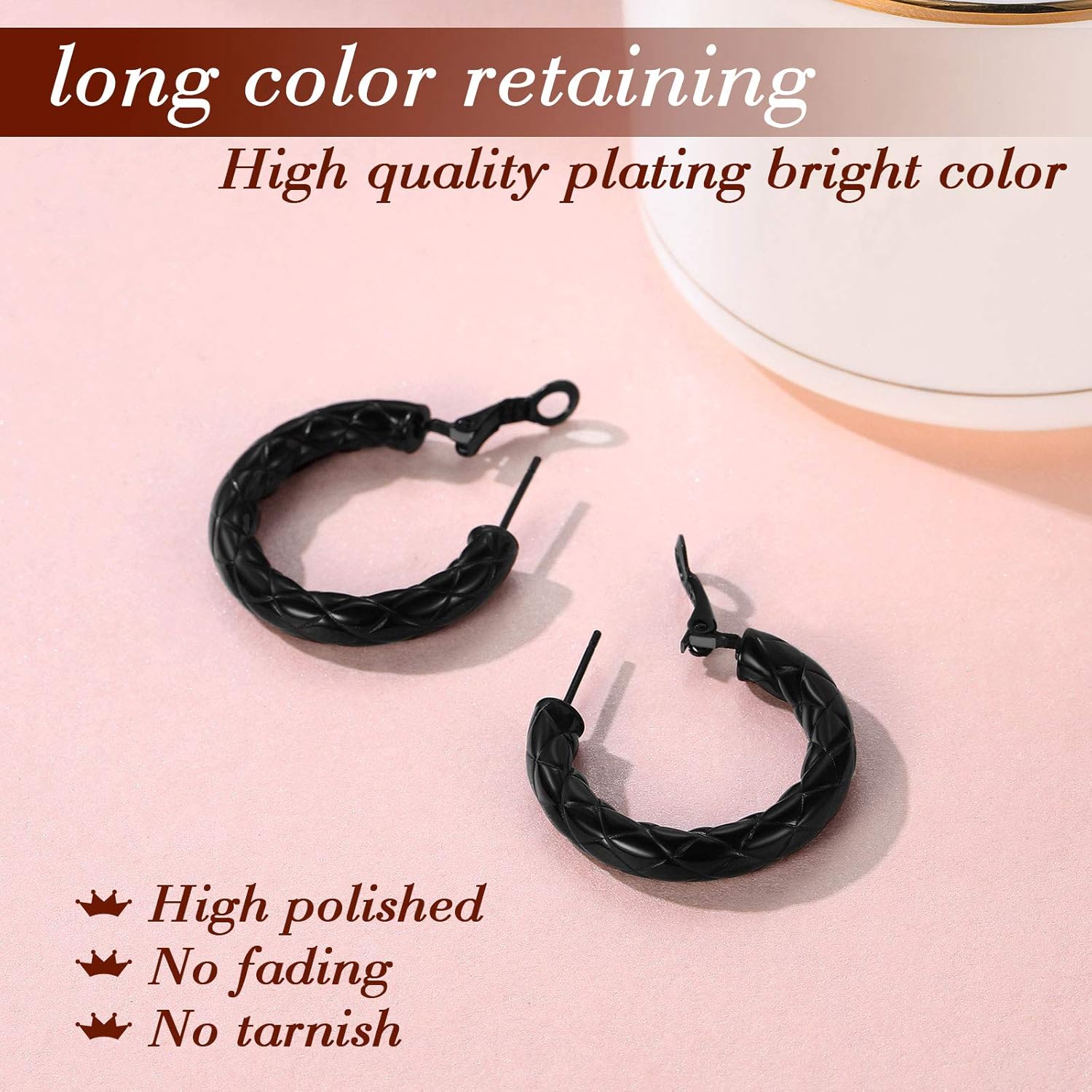 Rhombic Pattern Crossover Patterned Chunky Hoop Earrings