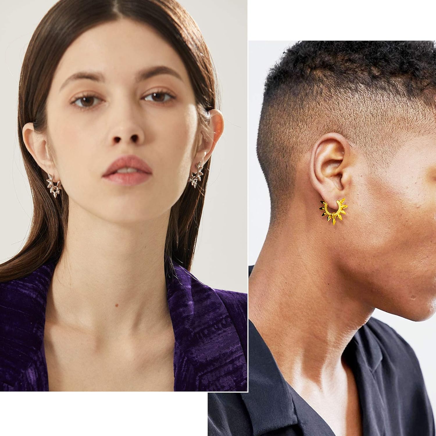 Awl Shaped Huggie Hoop Studs Earrings