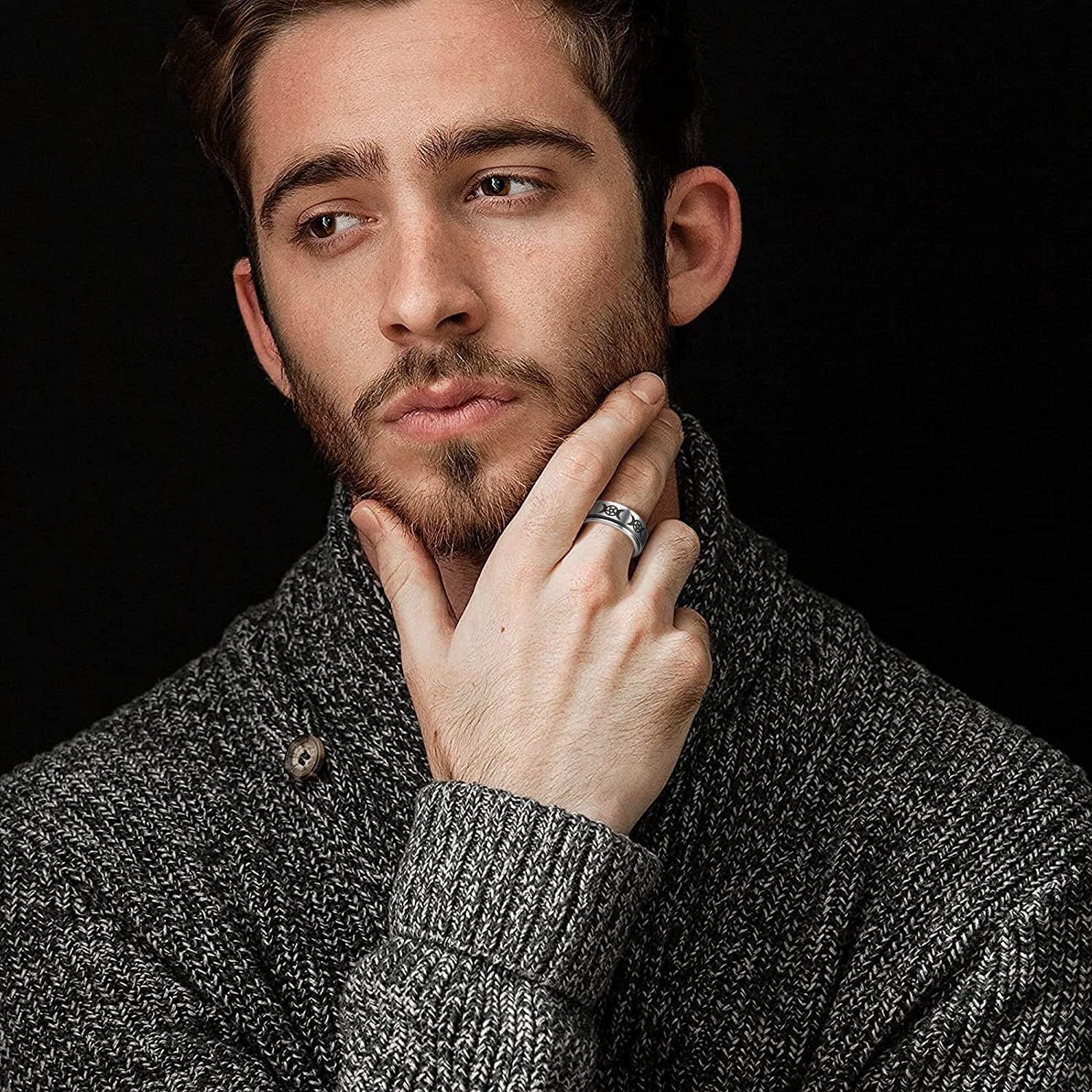 Triple Moons Spinner Band Rings