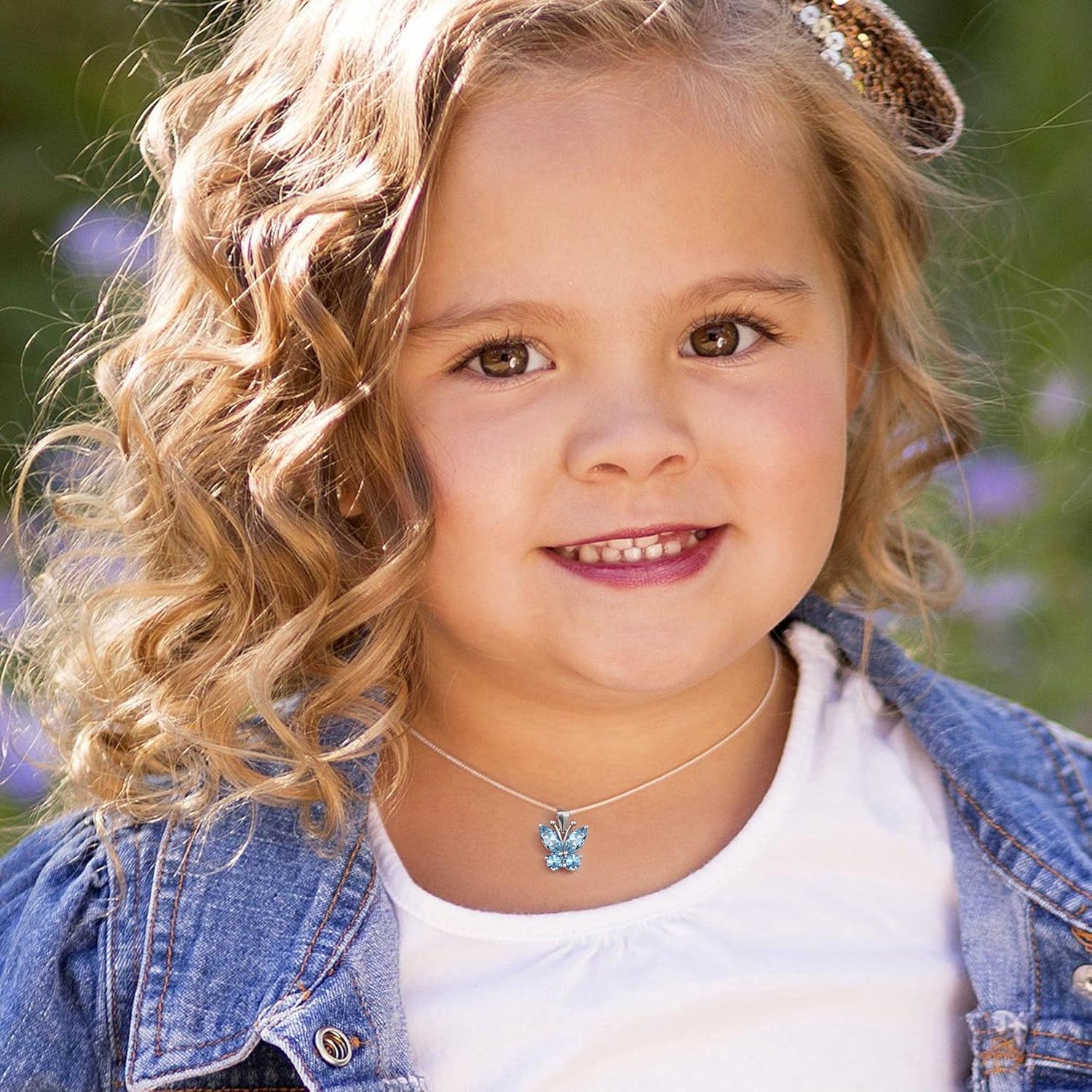 Dazzling March Aquamarine Butterfly Birthstone Necklace