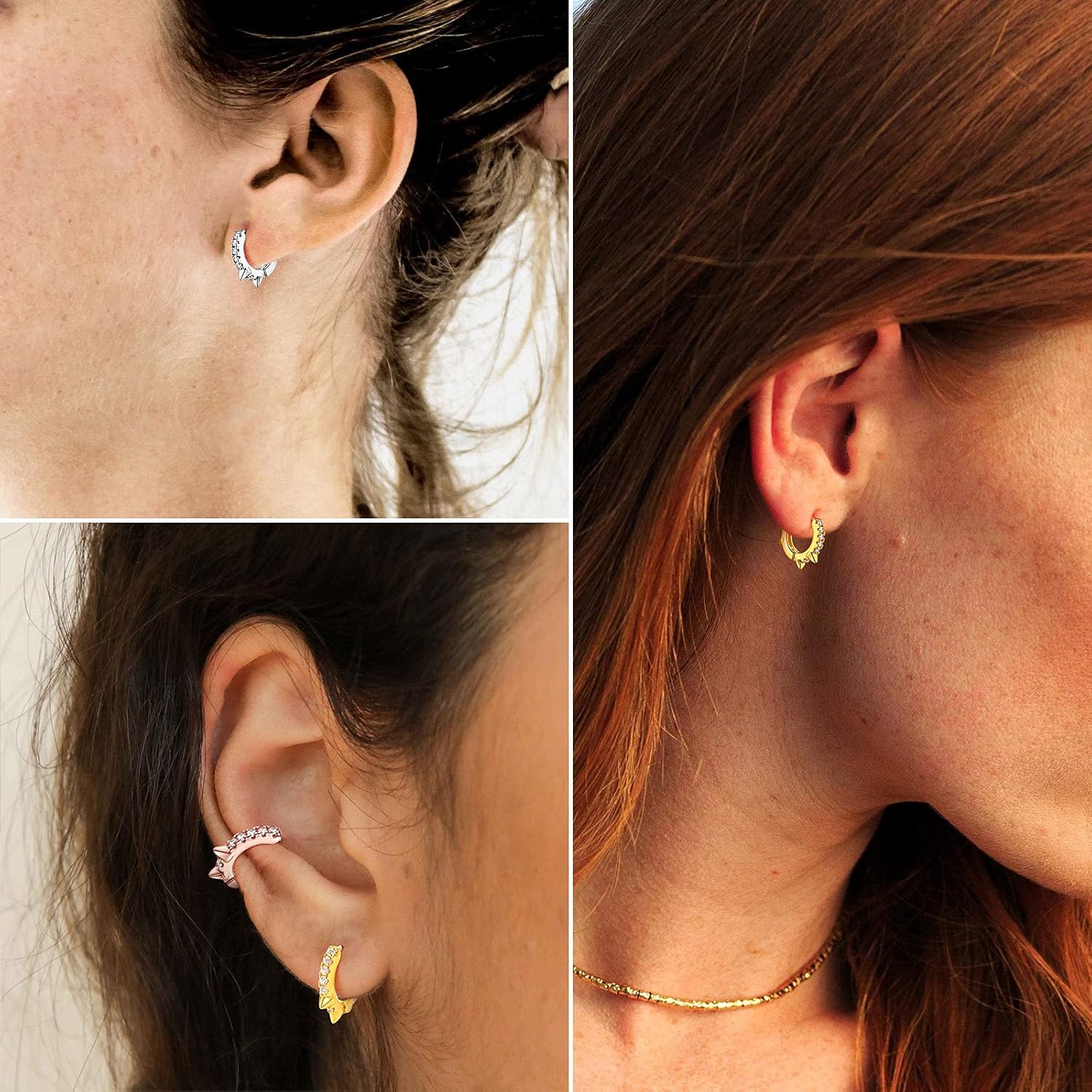 Cool Spike Wire Circle Lightweight with Hypoallergenic Silver Post Huggie Hoops Earrings 