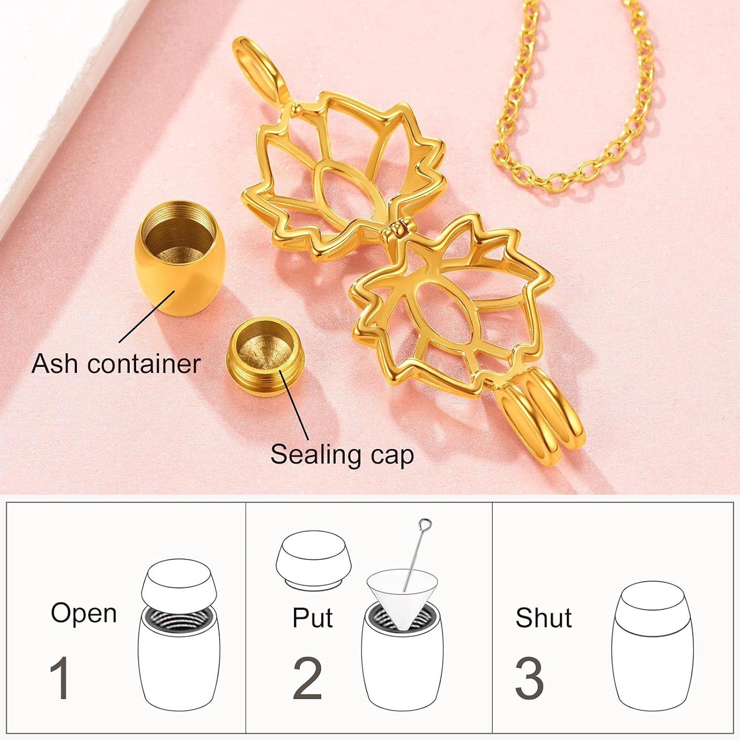 lotus Urn Ashes Pendant Necklaces