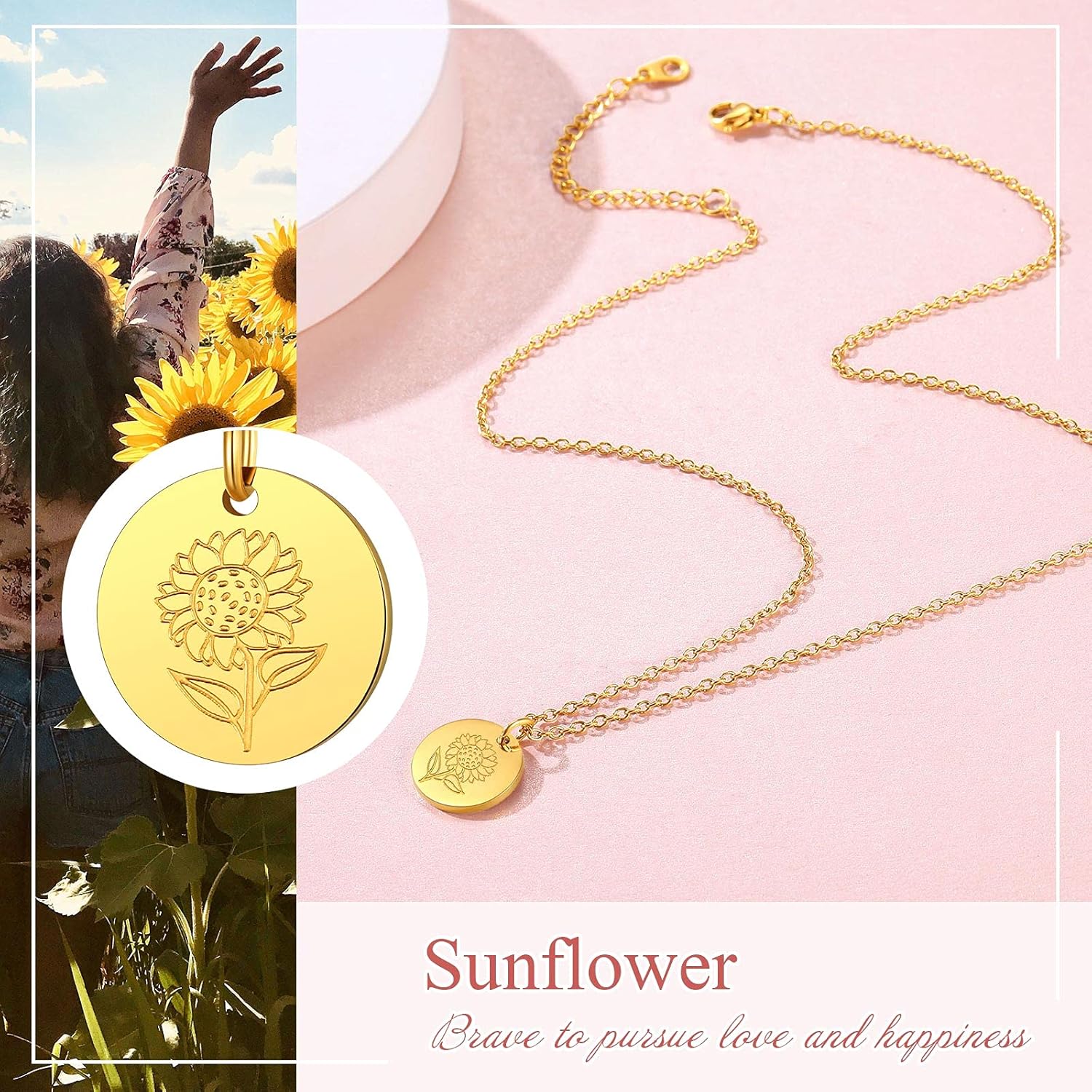 Sunflower Disc Necklaces