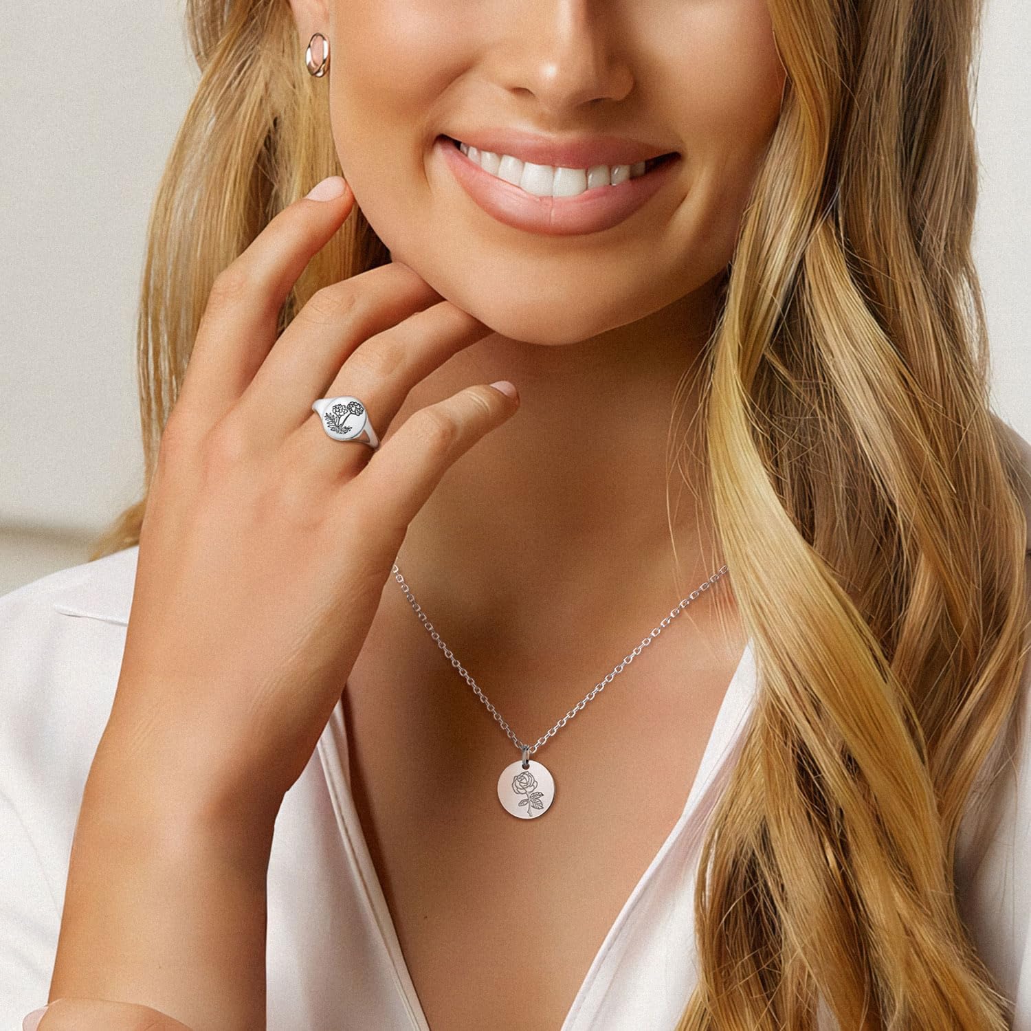 Jan. to Dec. Guardian Month Floral Birth Flower Disc Necklaces