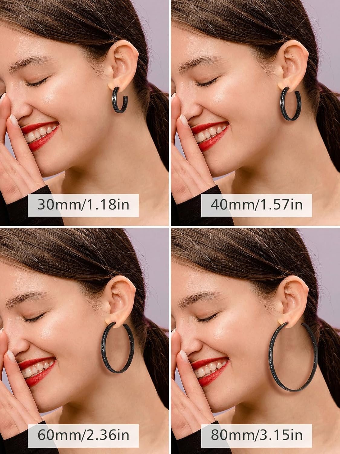 Sparkly Hoop Earrings with Cubic Zirconia Inlaid  in Different Size