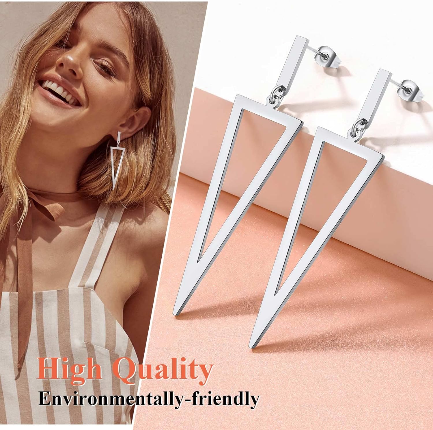 Triangle Pierced Drop & Dangle Earrings