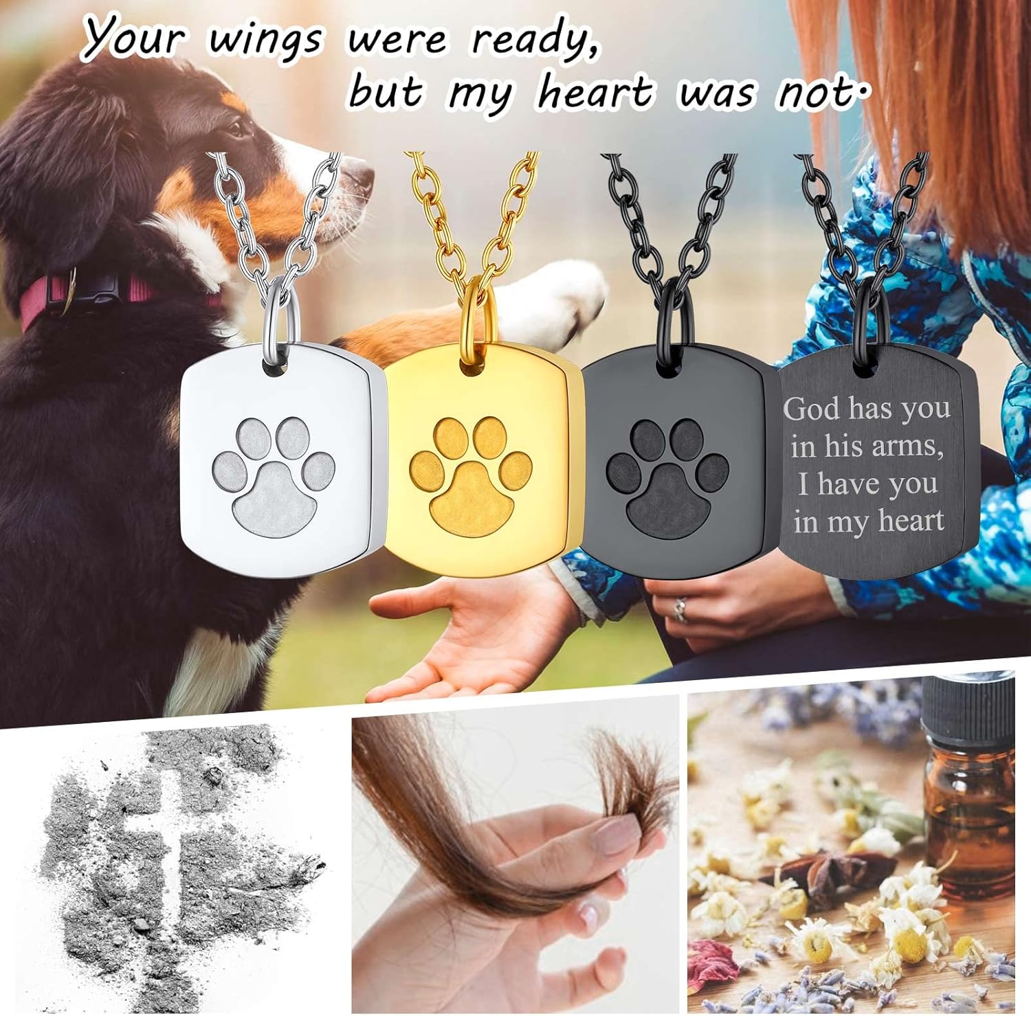 Dog Tag Paw Print Urn Ashes Necklaces