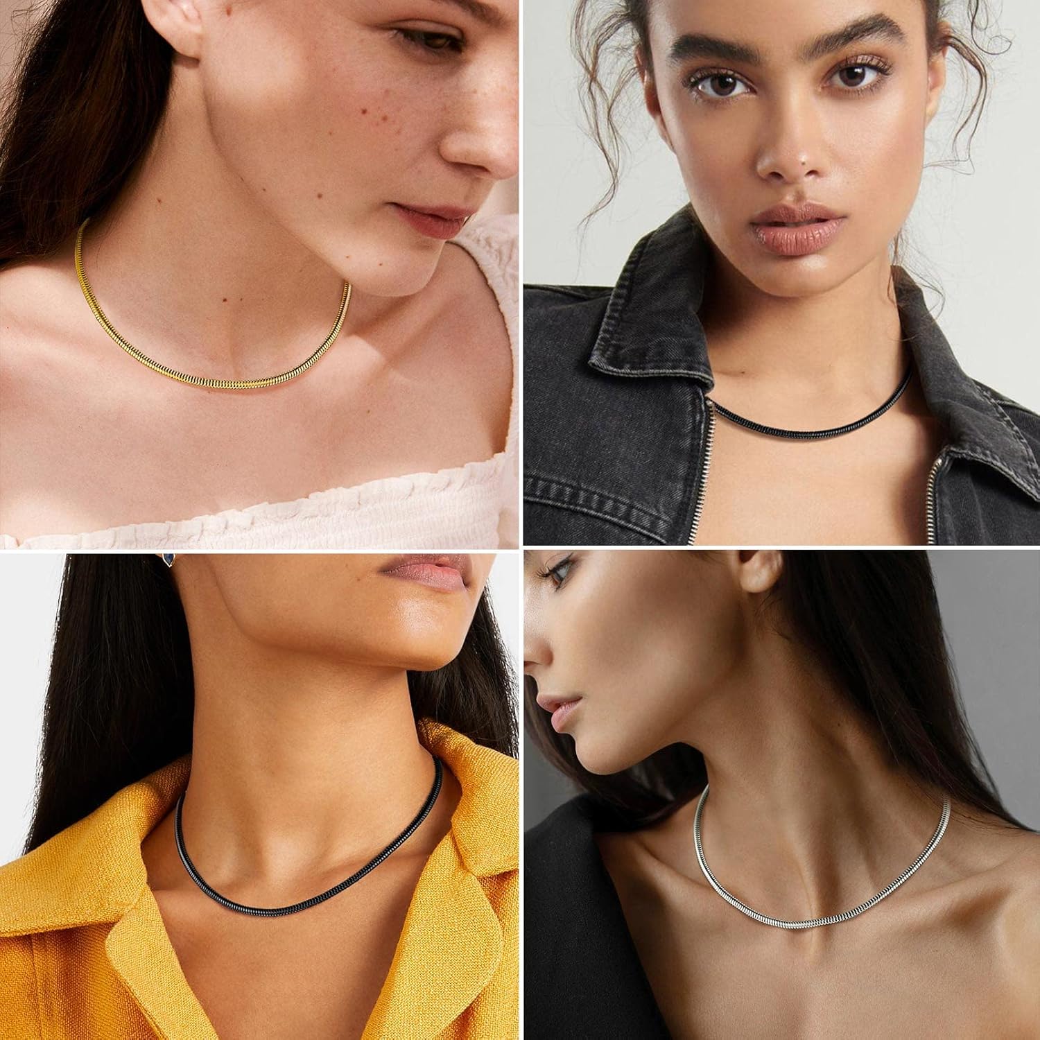 Round Snake Chain Choker Necklaces 