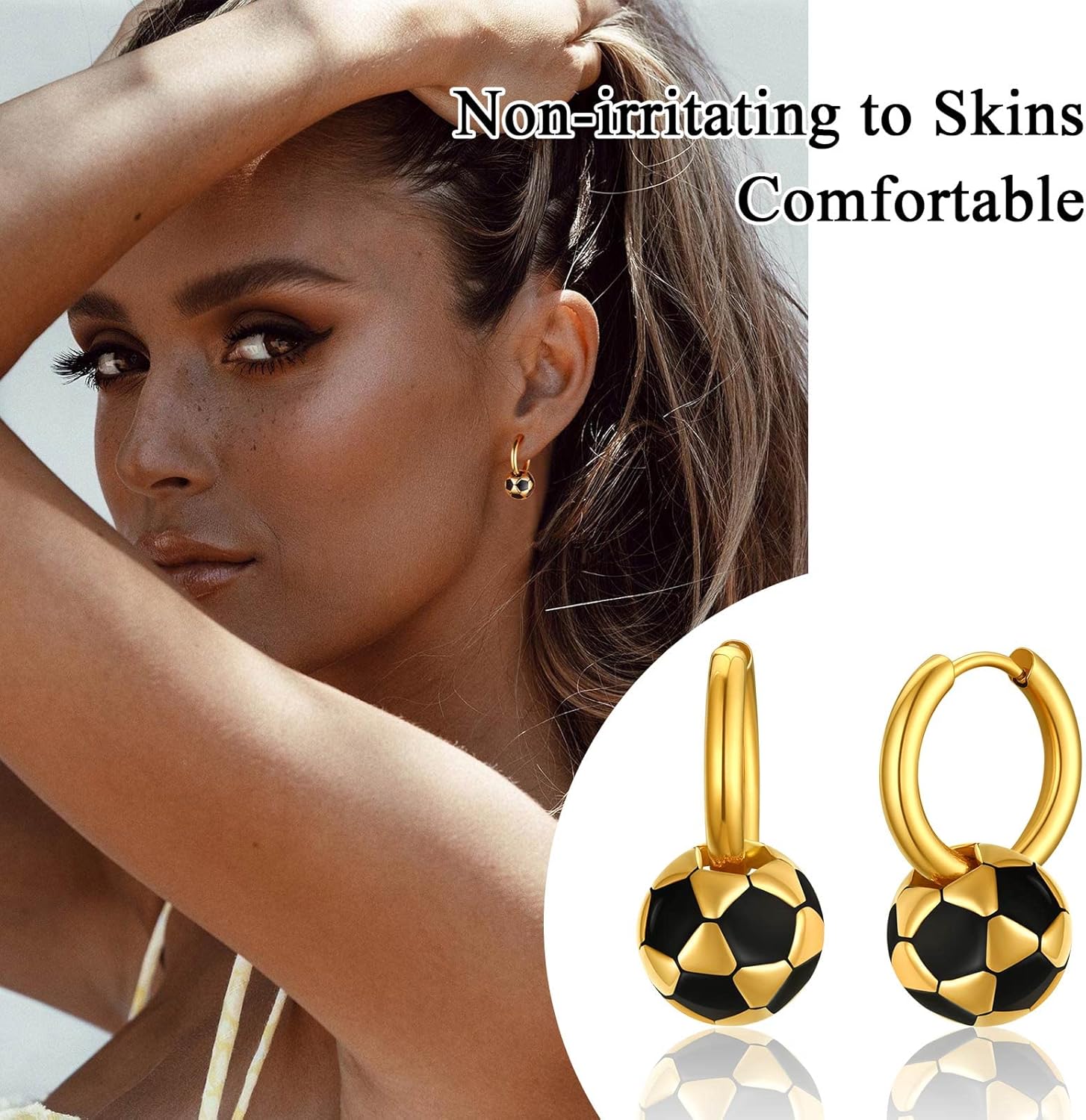 Soccer Huggy Hoop Earrings