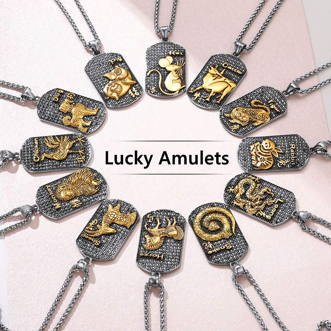 Year of the Monkey Horoscope Antiqued Finish Zodiac Sign Necklaces 