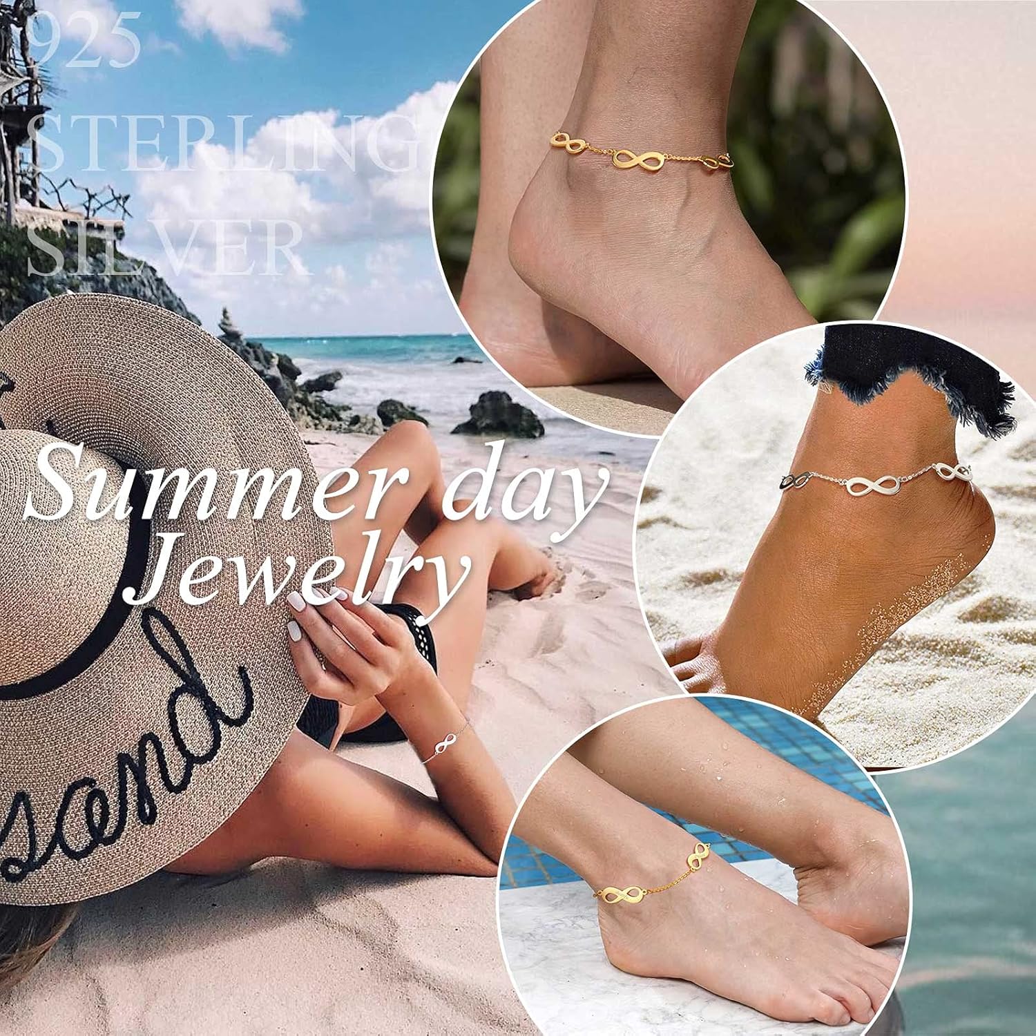 Three infinity loop charms Ankle