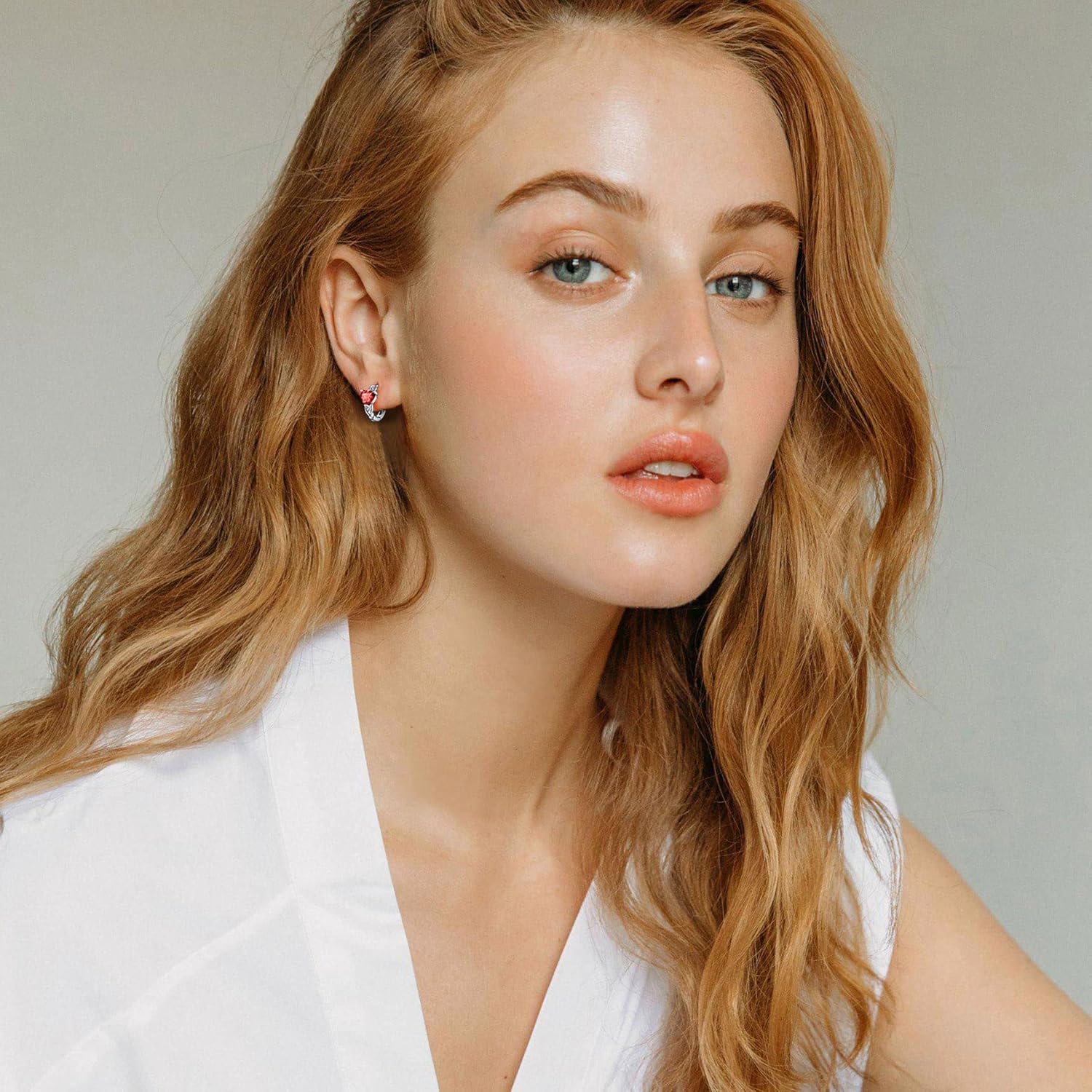 July Red Ruby Heart Celtic Knot Birthstone Hoop Earrings