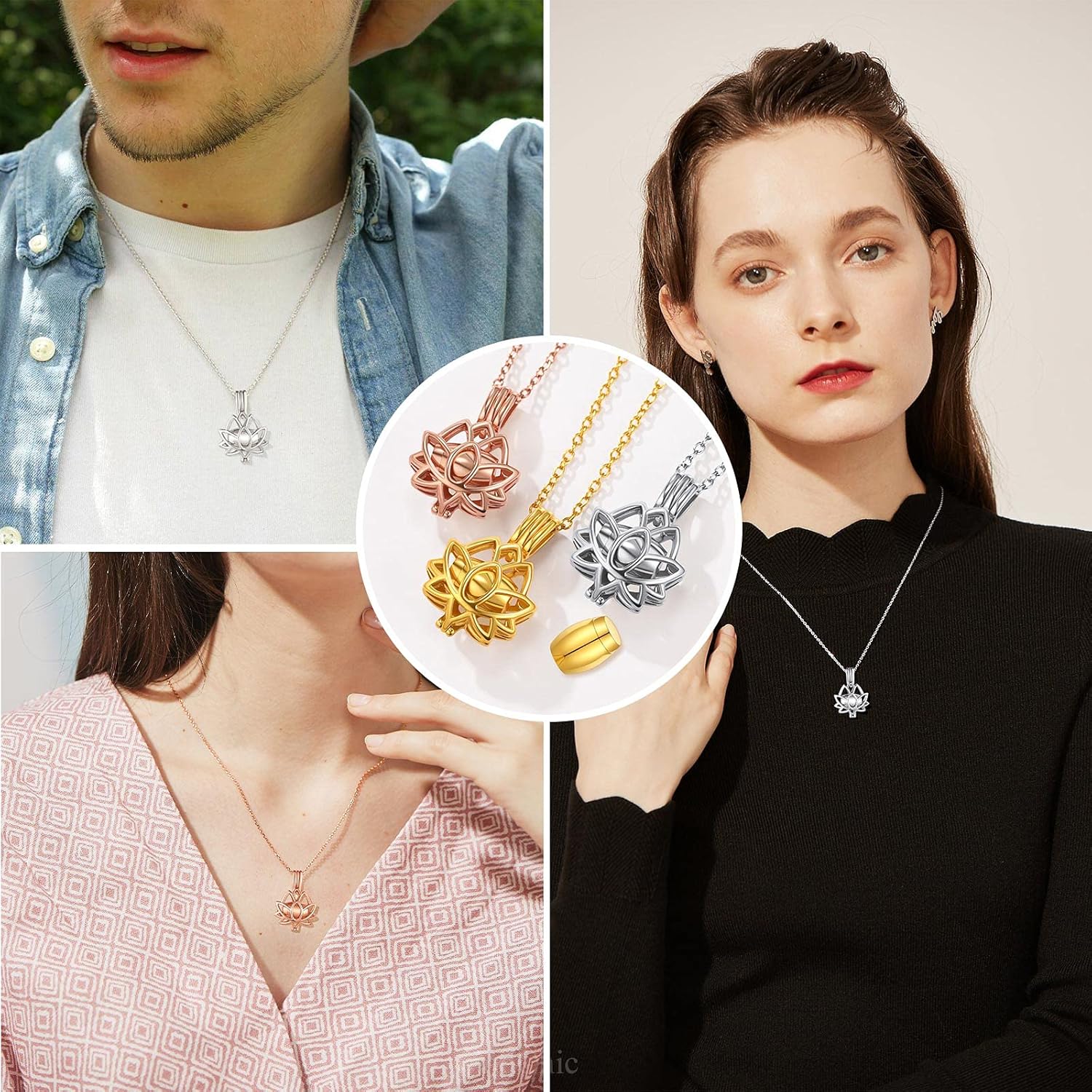 lotus Urn Ashes Pendant Necklaces