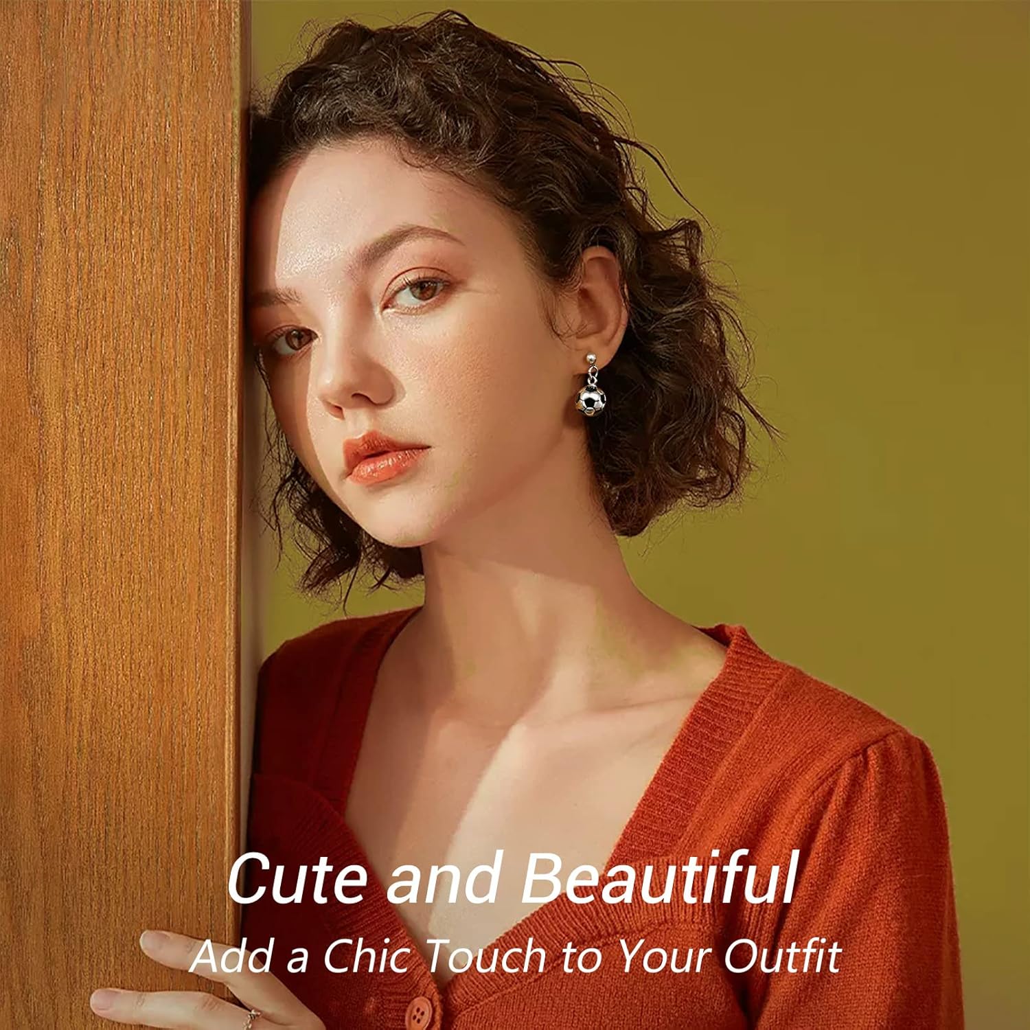 3D Soccer Ball Charms Dangle  Earrings