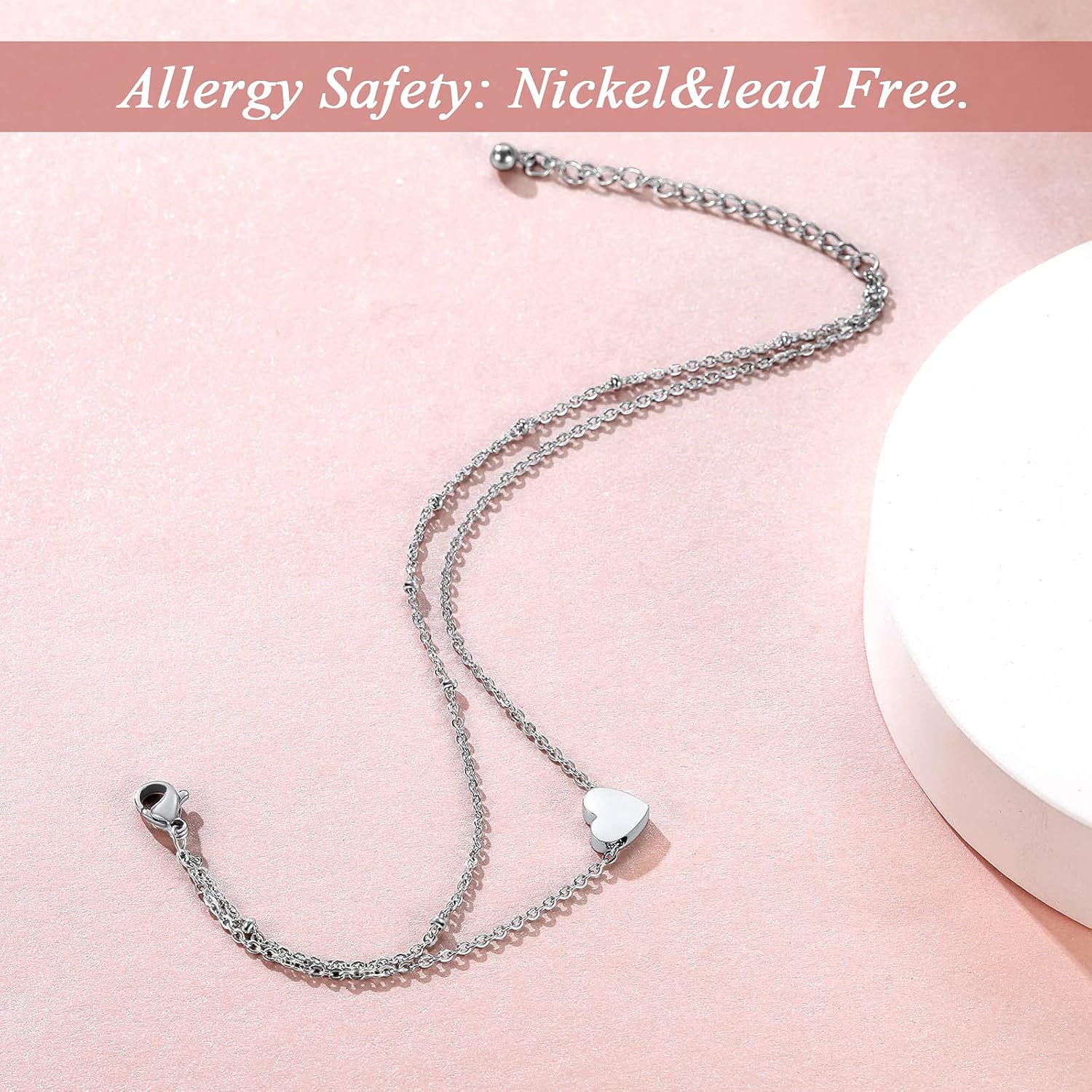 Cute Layered Heart Charm Anklets 