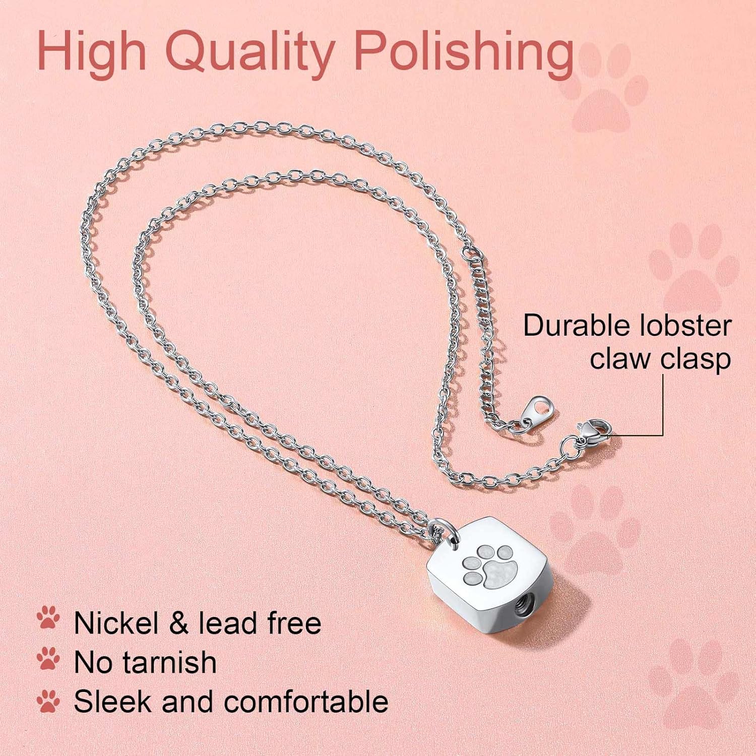 Dog Tag Paw Print Urn Ashes Necklaces