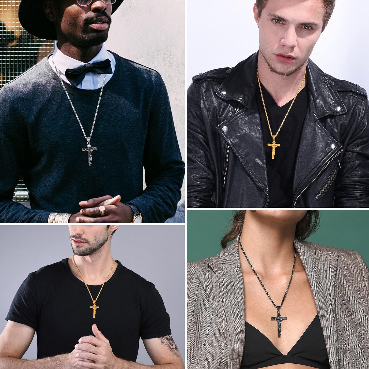 Faith in God Jesus Christian Crucifix Cross Pendant Necklace for Men & Women