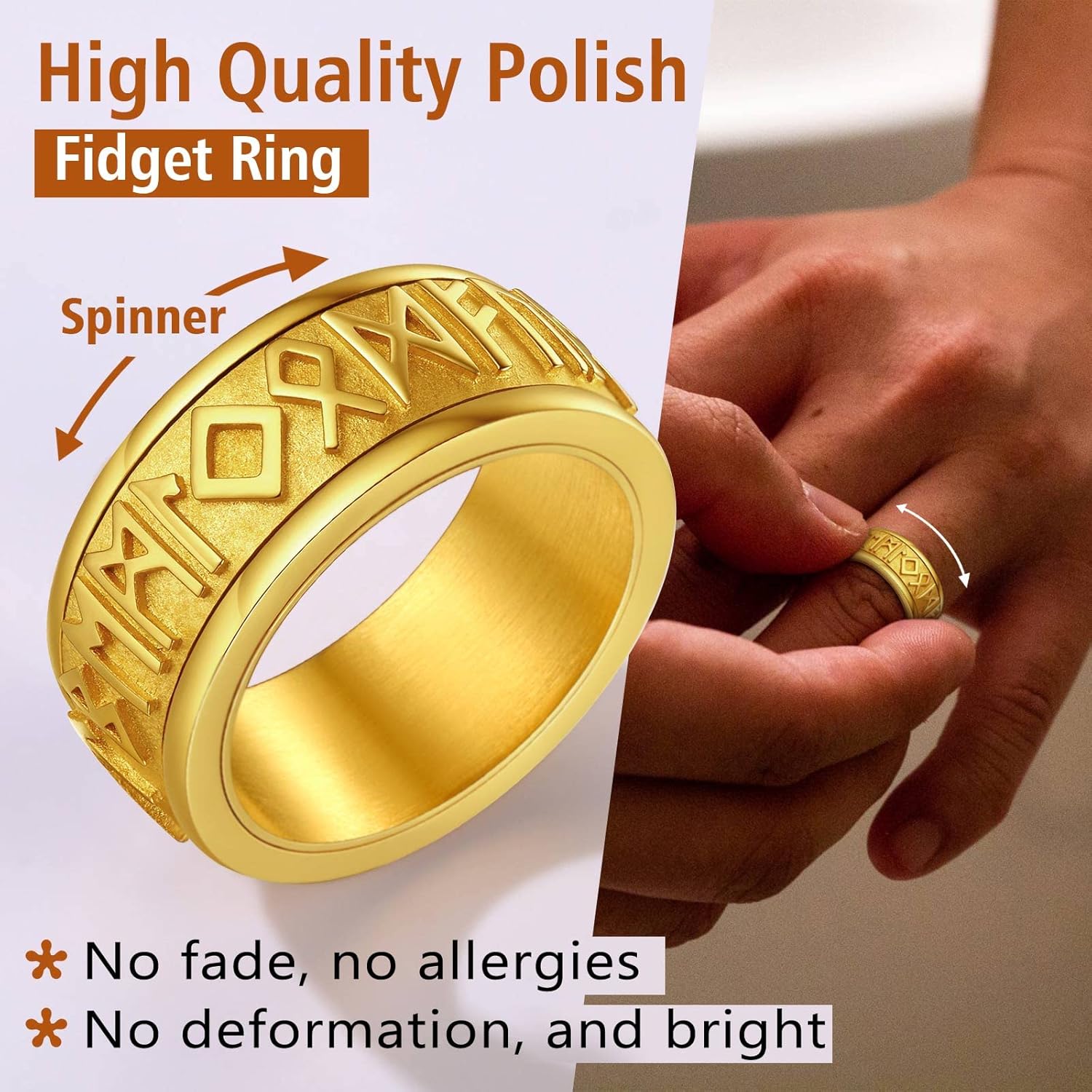 Viking Rune Spinner Anxiety Stress Relief Rings