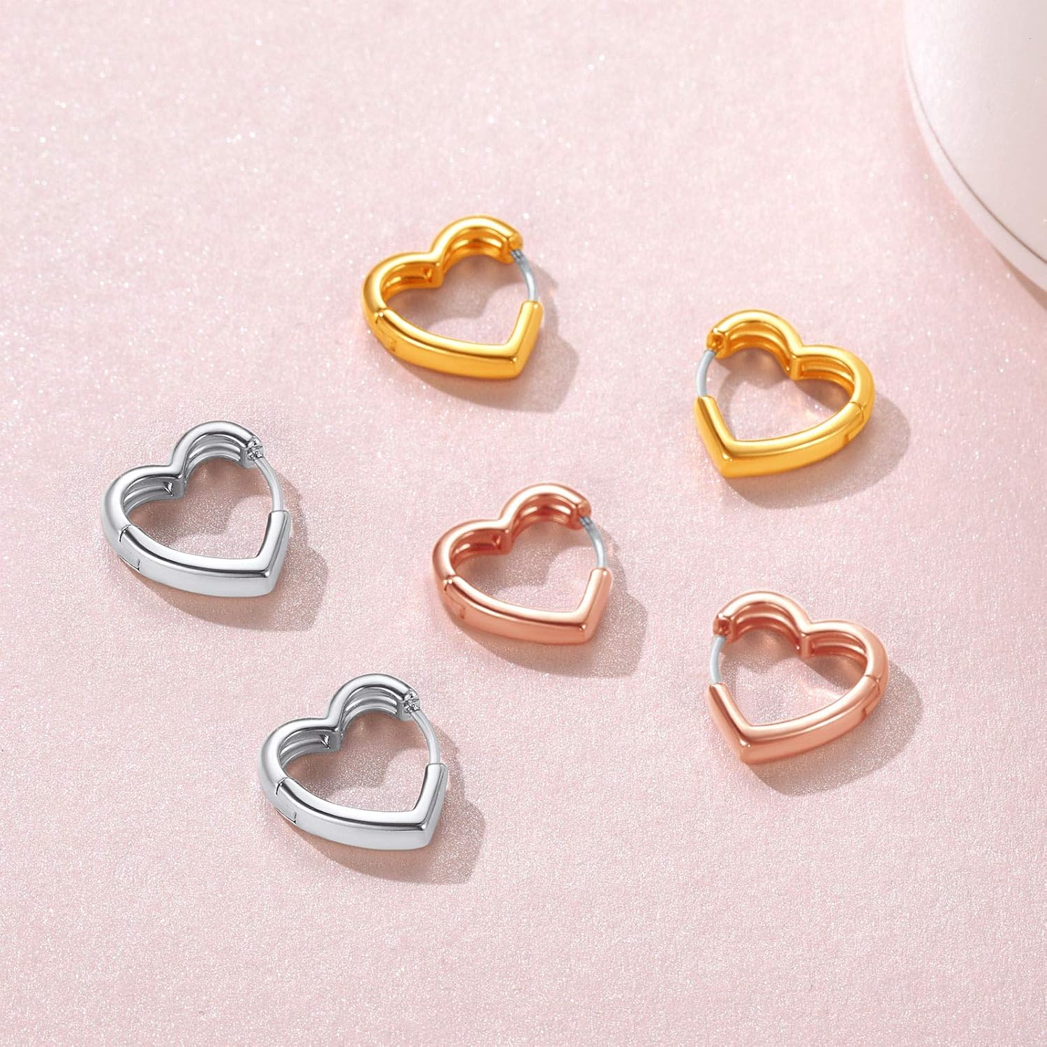 Hollow Heart Cute Small Huggie Hoops Earrings