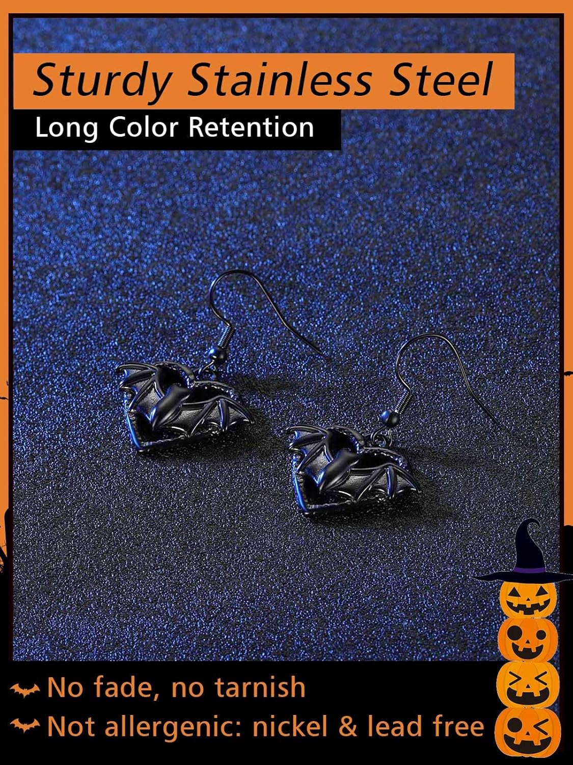 Stainless Steel Heart Bat Dangle Earrings