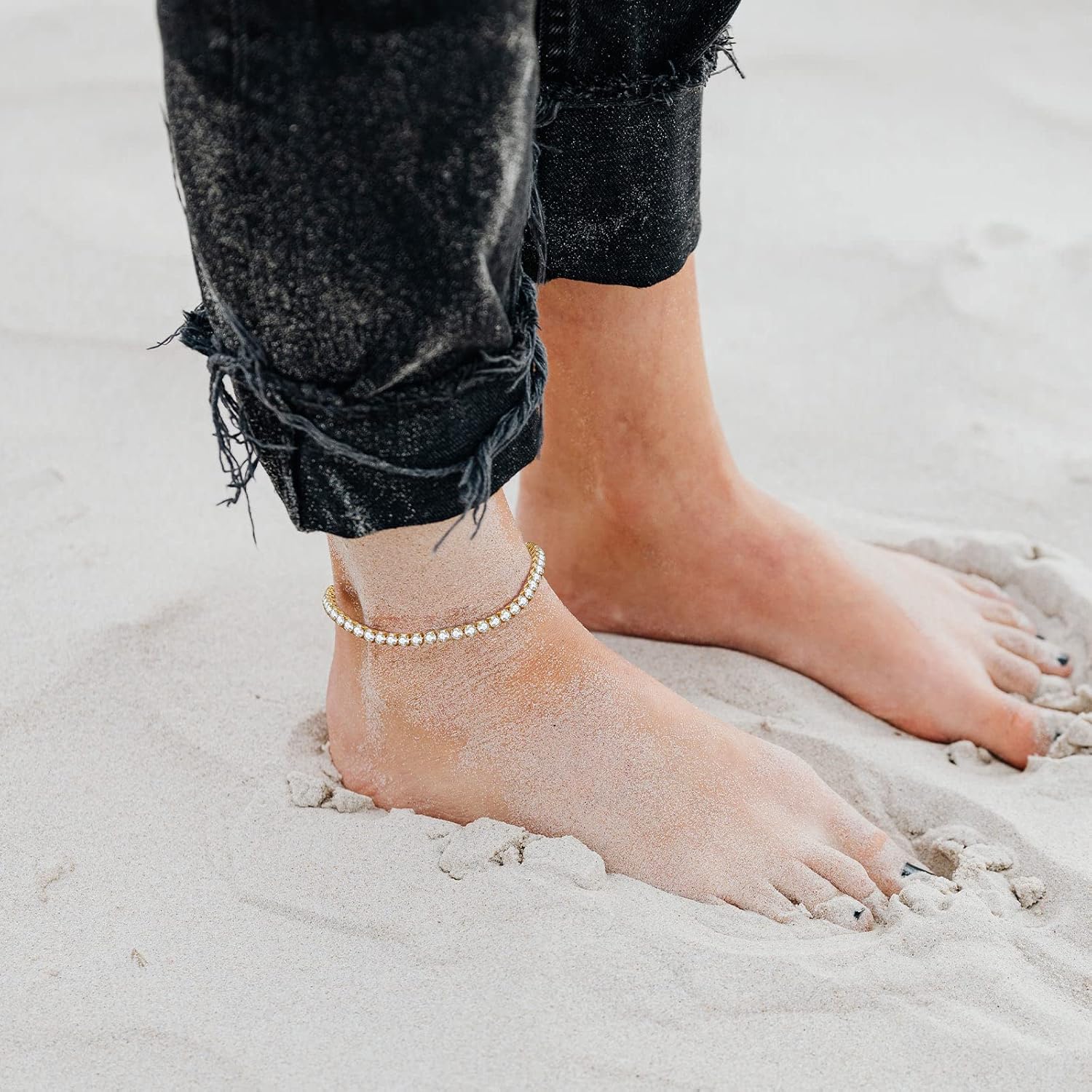 Sparkling Cubic Zirconia Diamond Chain Ankle 