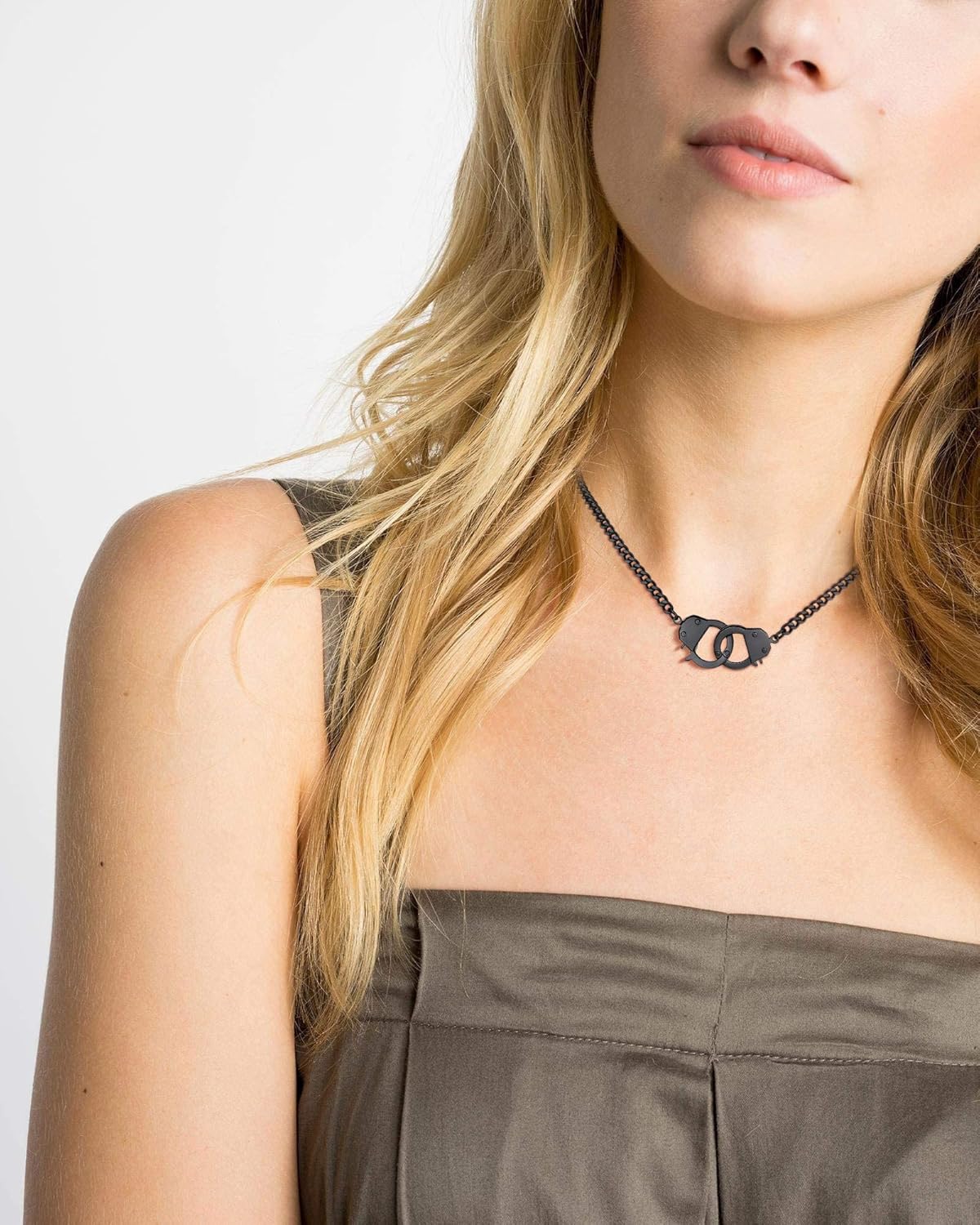 Punk Statement Handcuff Chain Necklace for Women