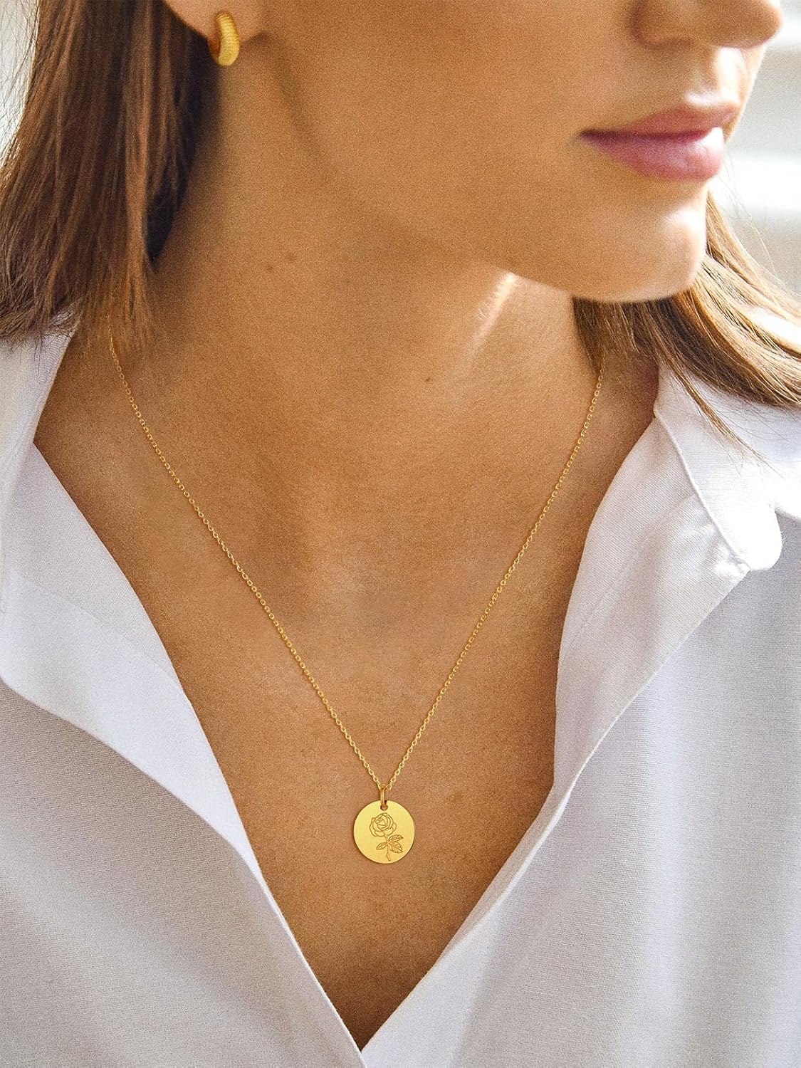 Jan. to Dec. Guardian Month Floral Birth Flower Disc Necklaces