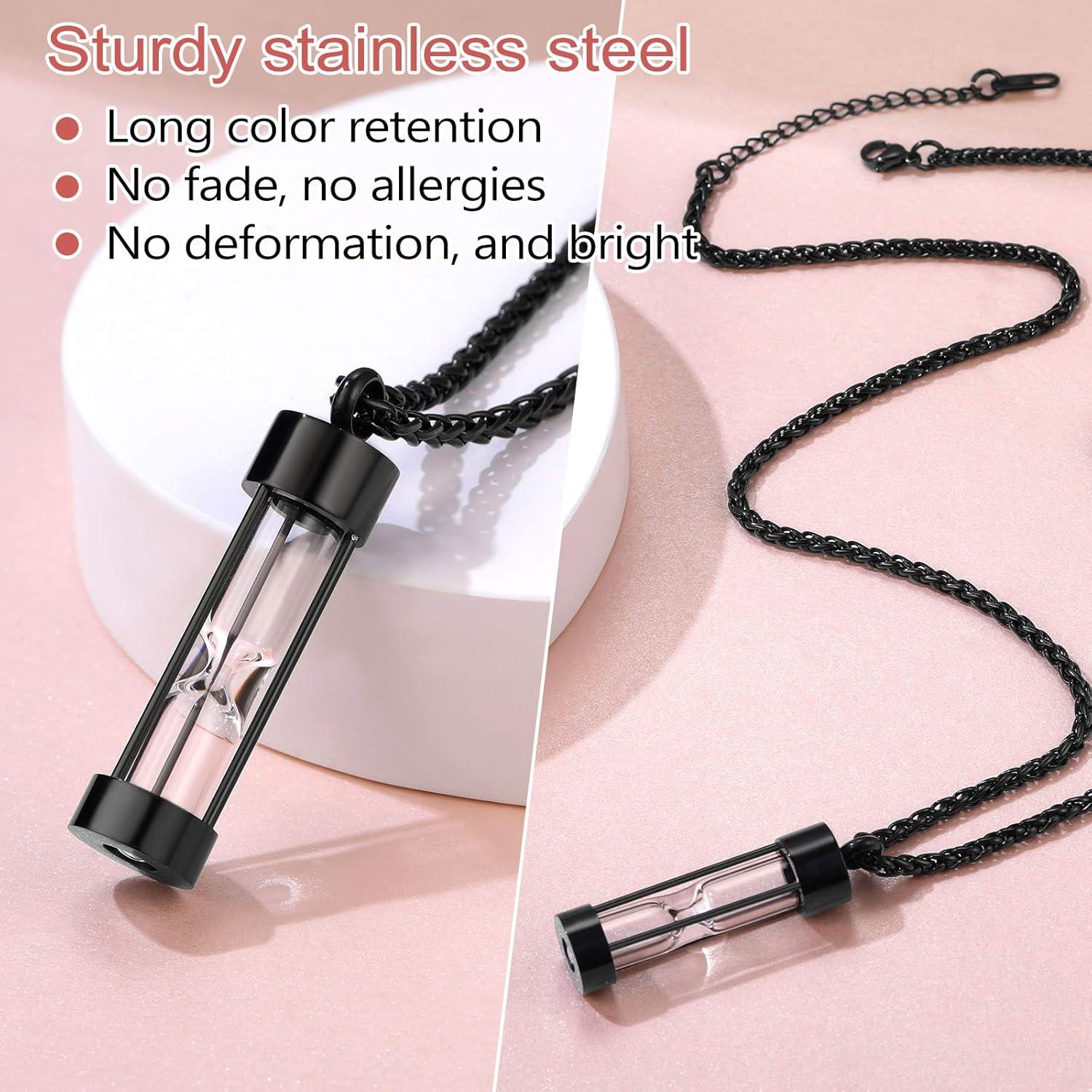 Ashes Sand Clock Pendant Necklaces