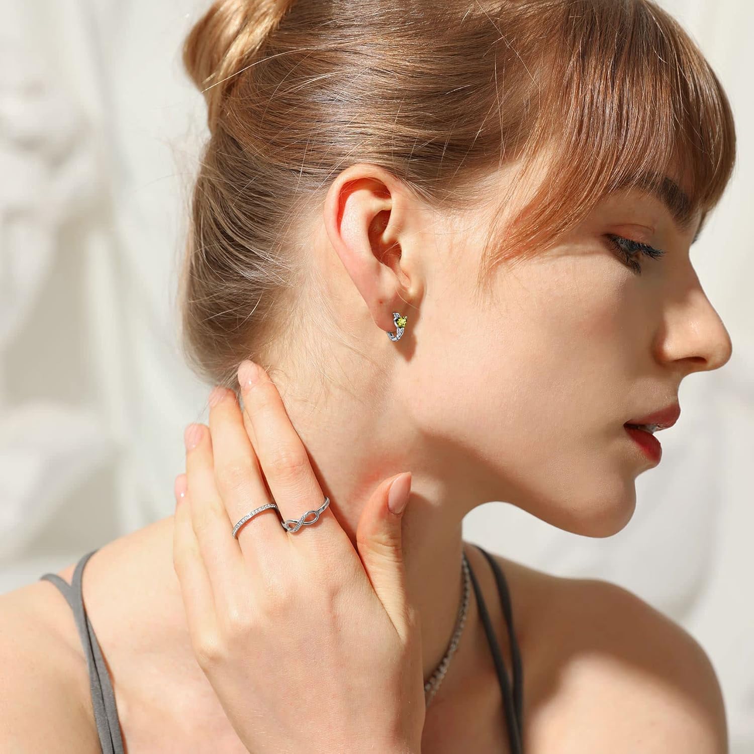 August Peridot Heart Celtic Knot Birthstone Hoop Earrings