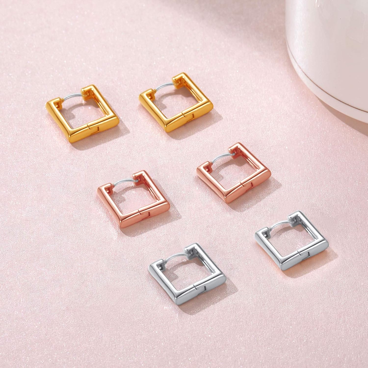 Hollow Small Square Huggie Hoop Earrings