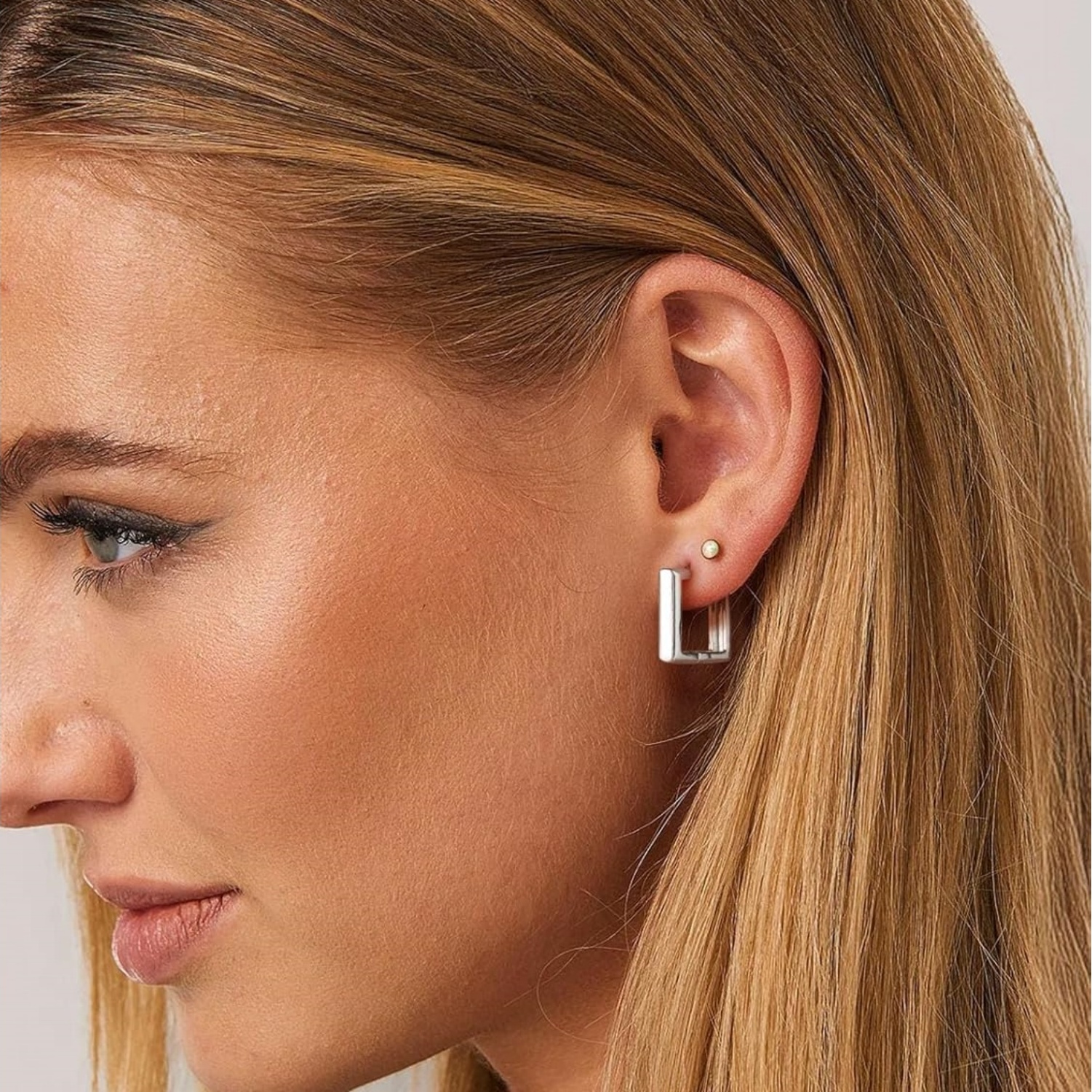 Hollow Small Square Huggie Hoop Earrings
