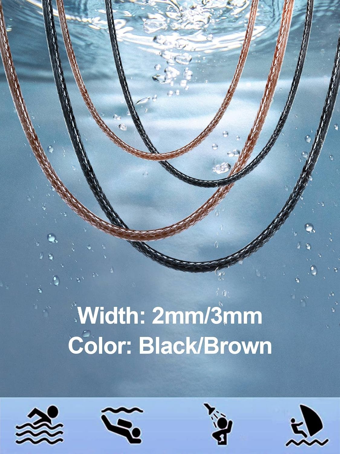 2mm Width Braided Leather Necklace Cord with Stainless Steel Clasp