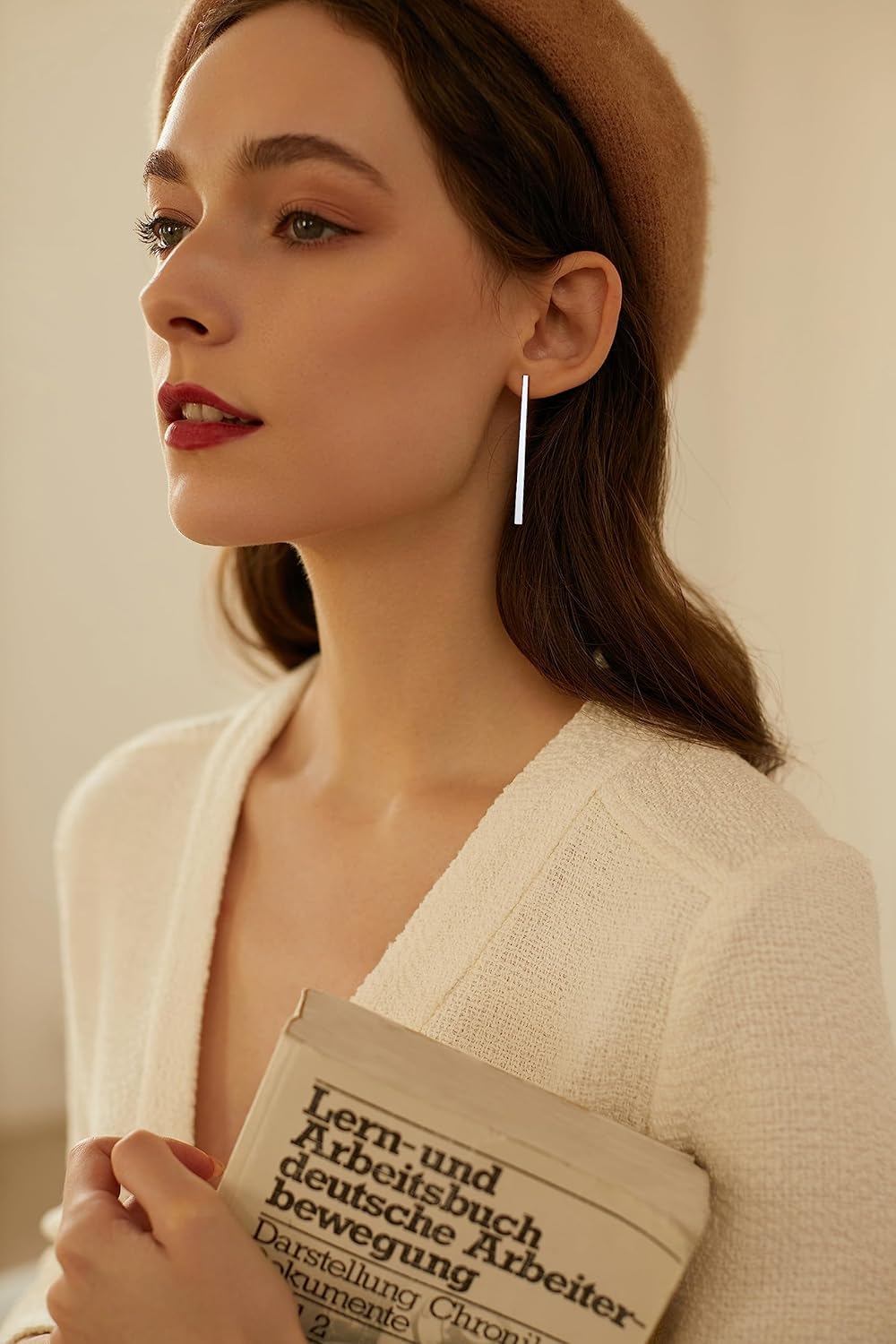 Thin Bar Flat Rectangle Long Chain Drop & Dangle Earring